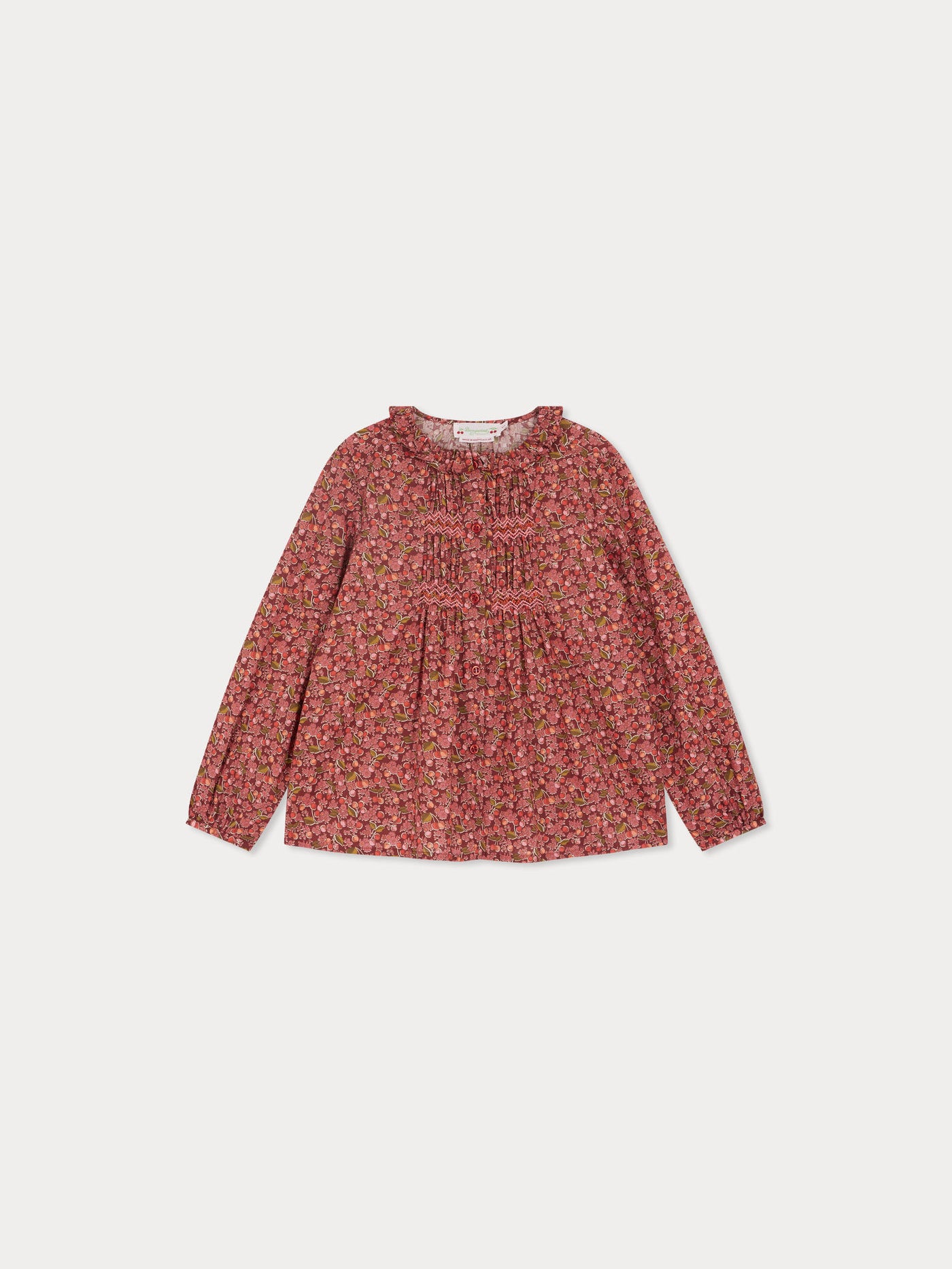Zarte gesmokt und bestickte Bluse aus Liberty-Stoff aus Bio-Baumwolle