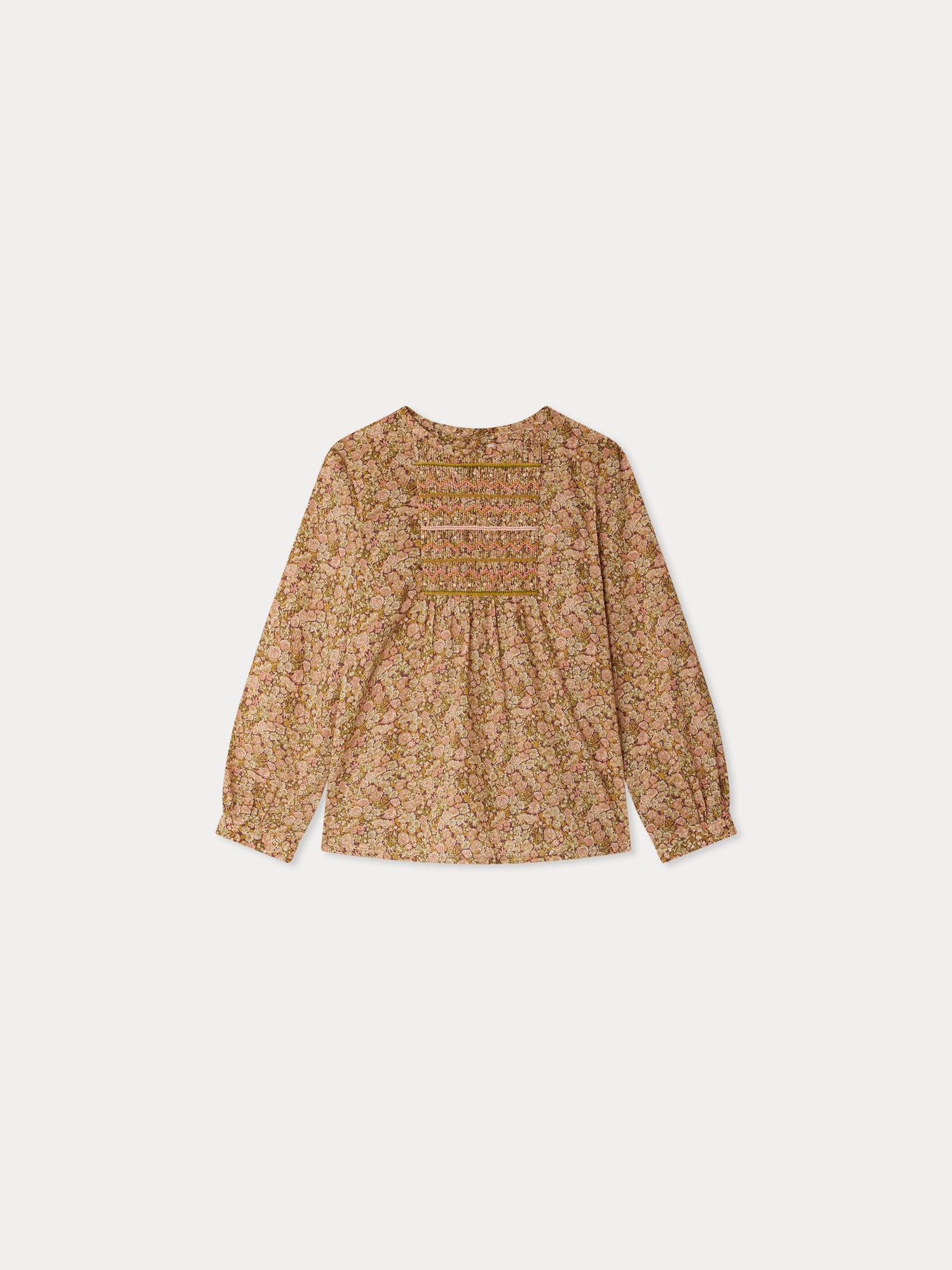 Bluse Juliette gesmokt und bestickt aus Liberty-Stoff aus Bio-Baumwolle