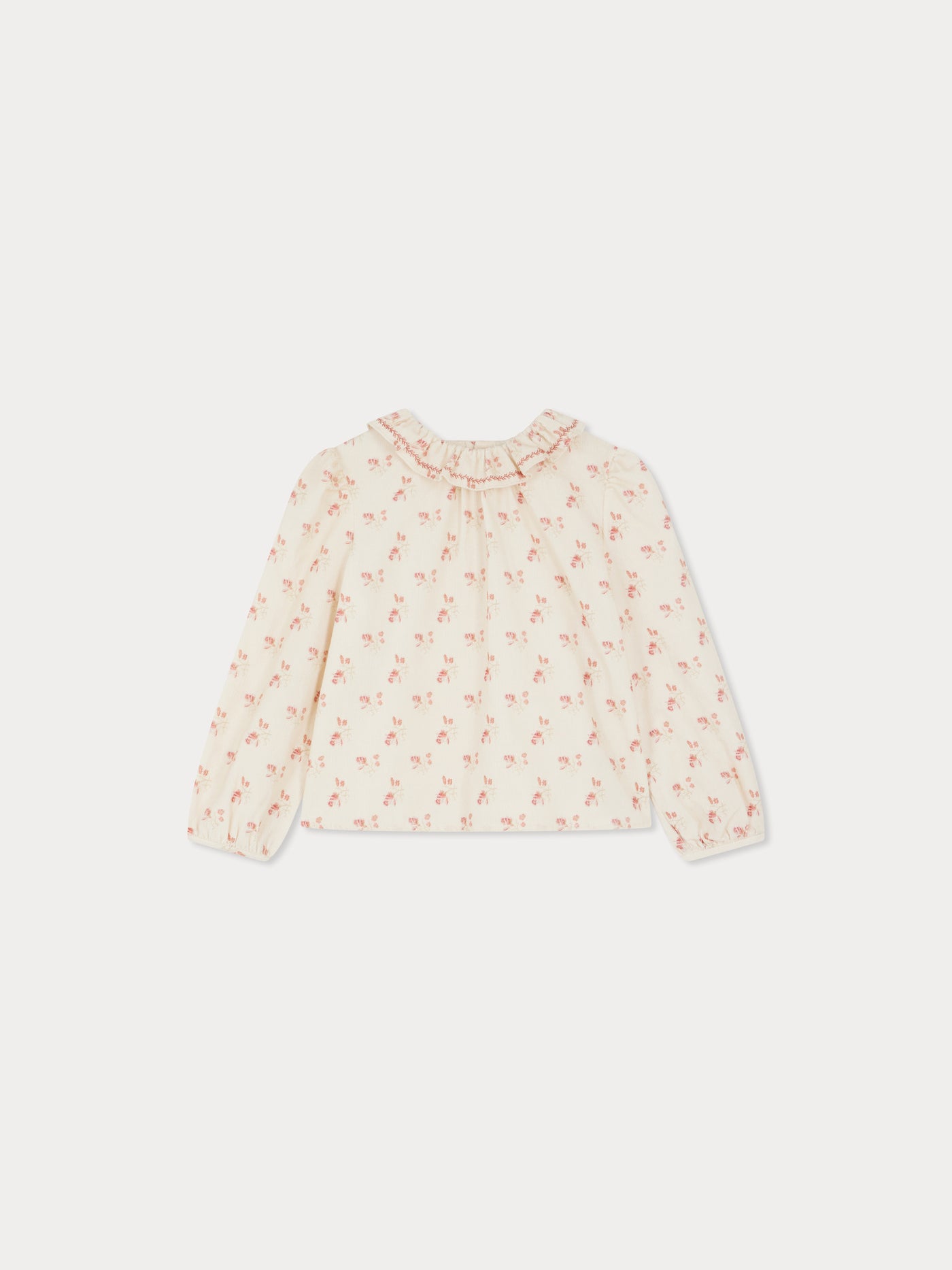 Timber-Bluse aus bedrucktem Samt mit Kirschstickerei