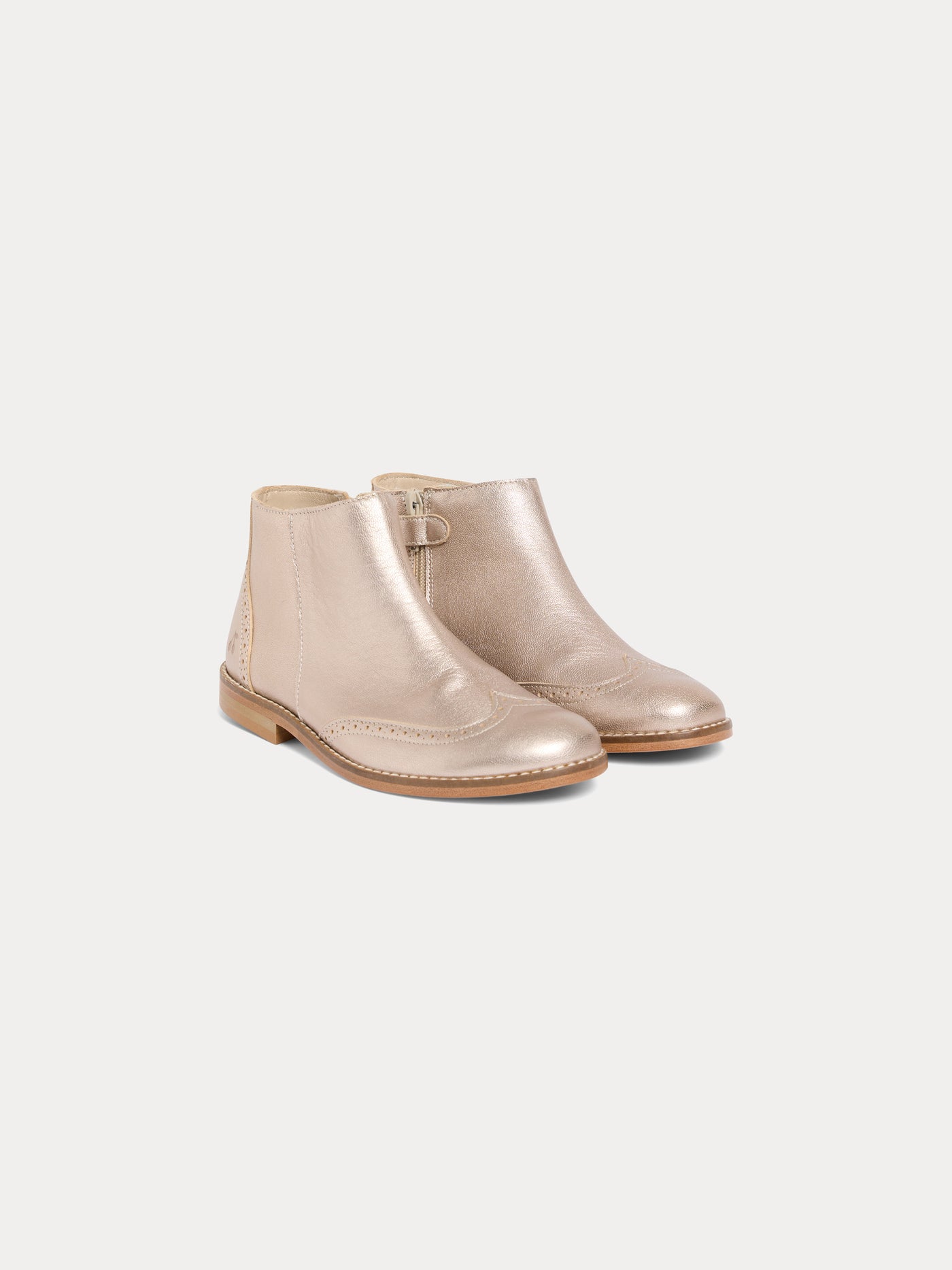 Bottines Janette en cuir or rose