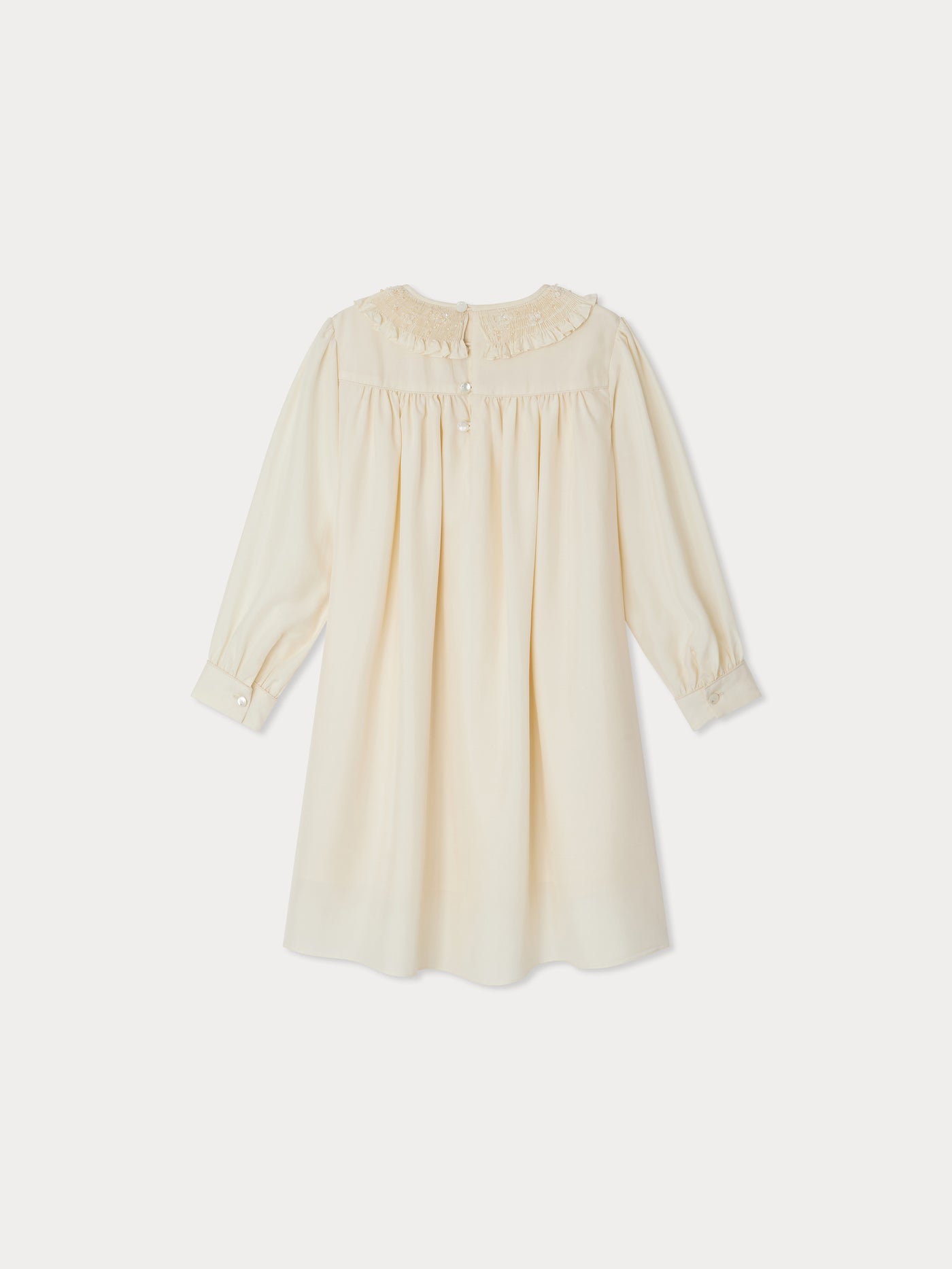 Robe Janine à colerette smokée et brodée en soie