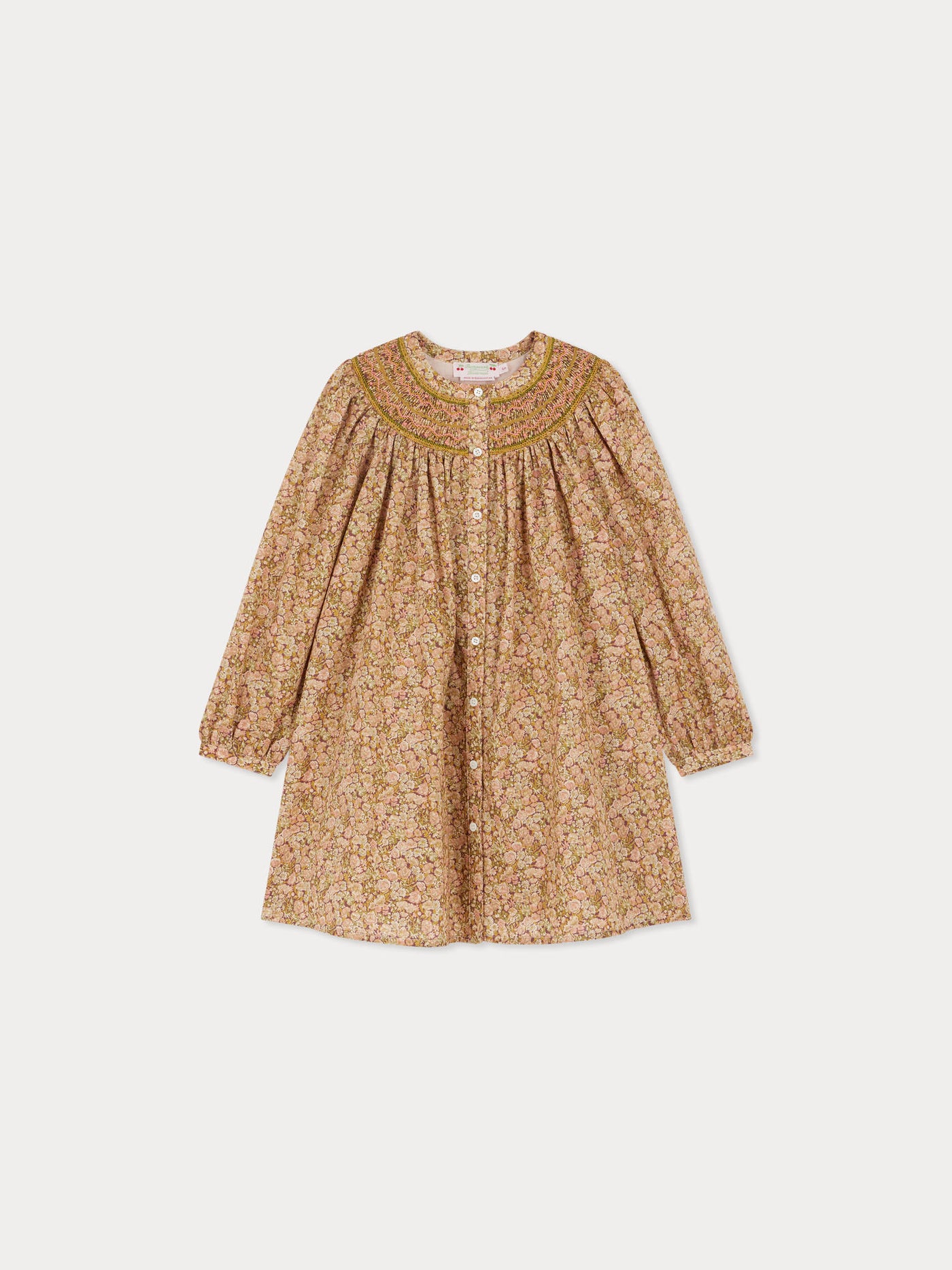 Jadwiga smocked and embroidered dress in Liberty fabric in organic cotton