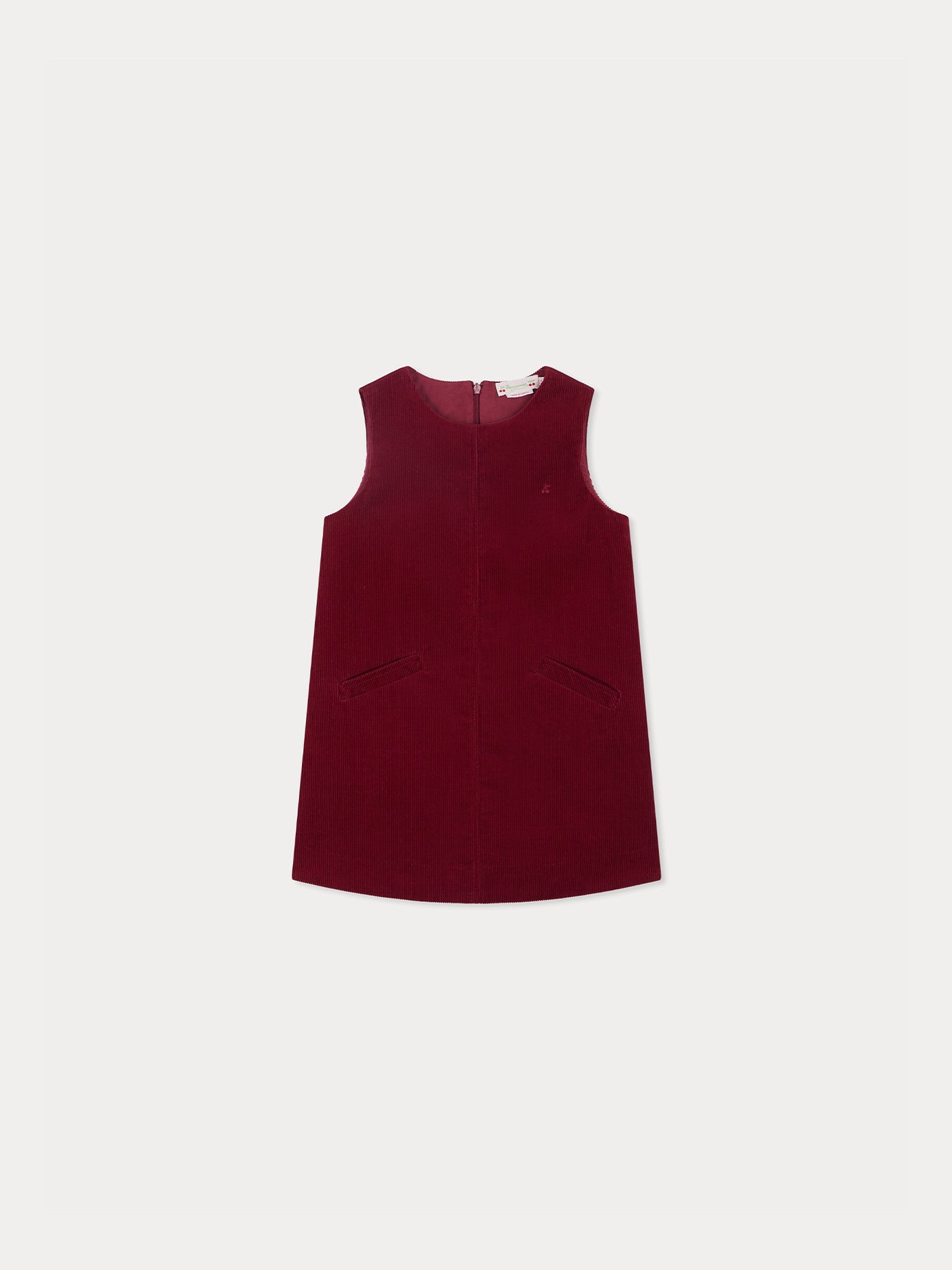 Robe Jolla brodé cerise en velours côtelé