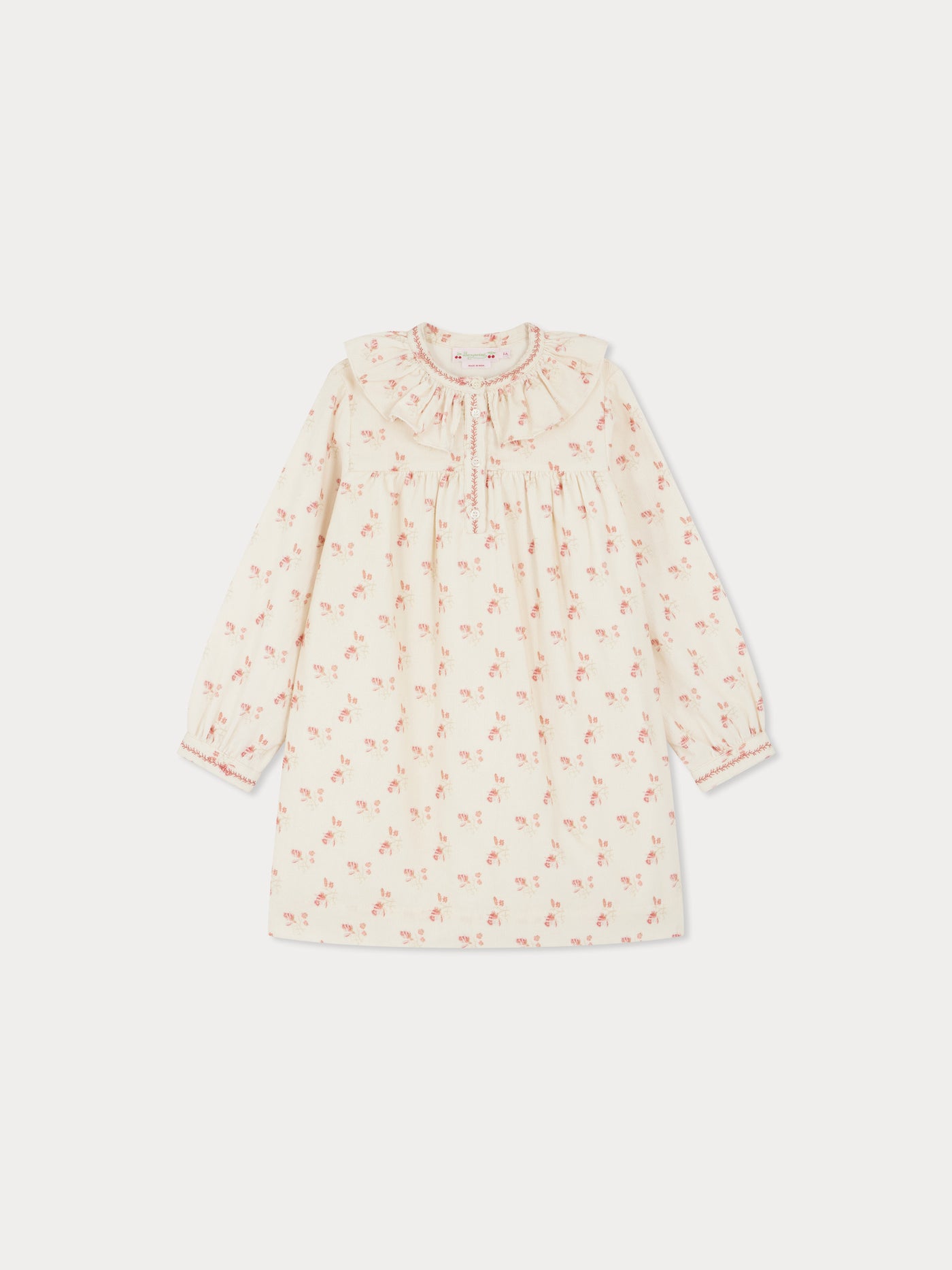 Robe Joana brodé au col et bas de manche en velours