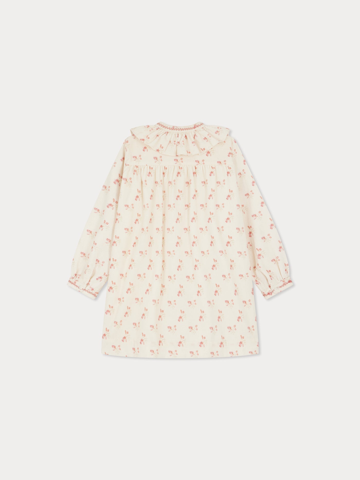 Robe Joana brodé au col et bas de manche en velours