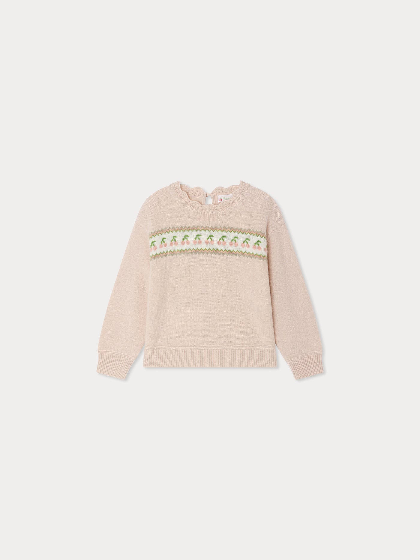 Judith Woll-Jacquard-Pullover mit Rundhalsausschnitt