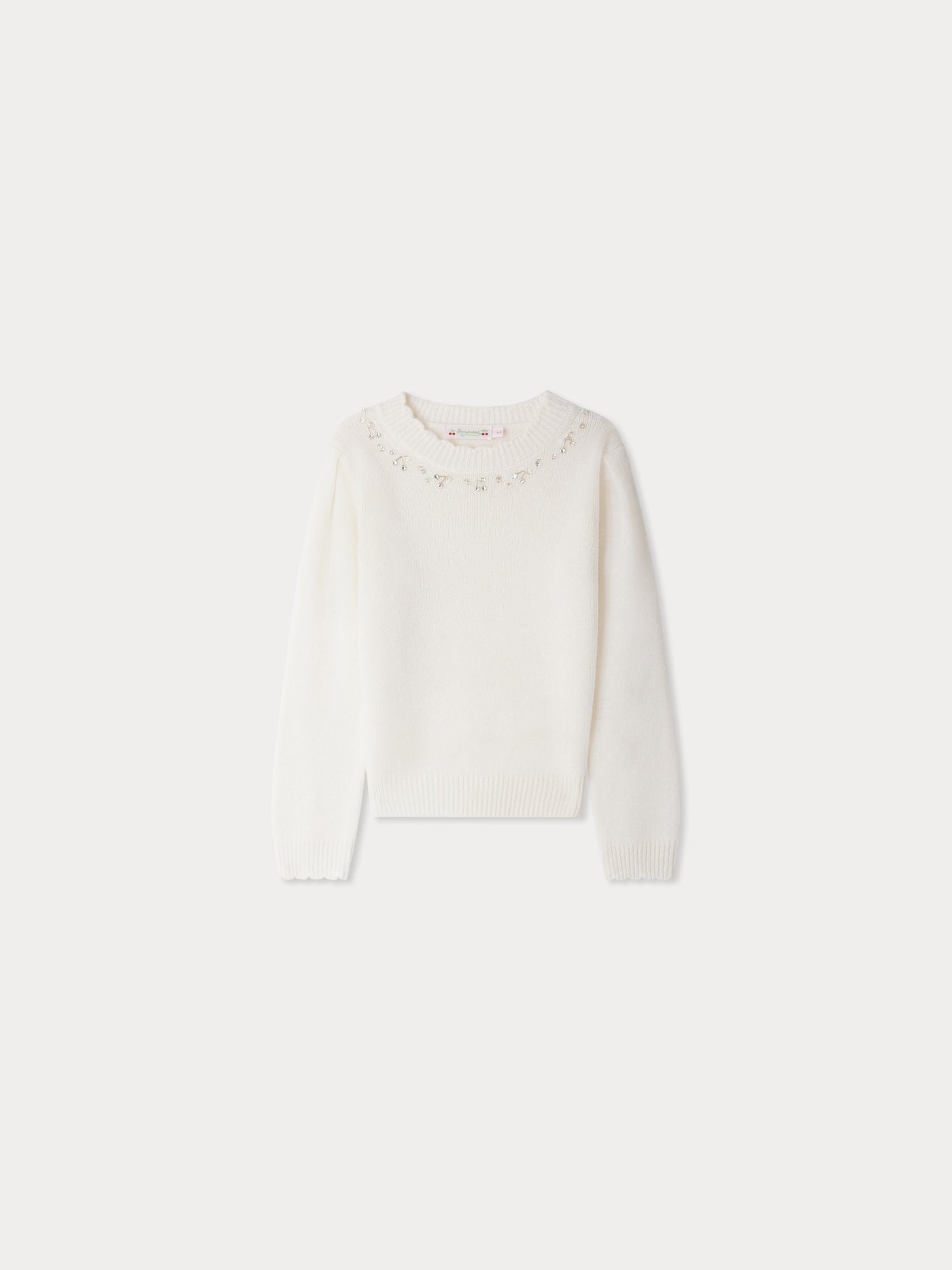 Justinio hand-embroidered cotton sweater with rhinestones and beads