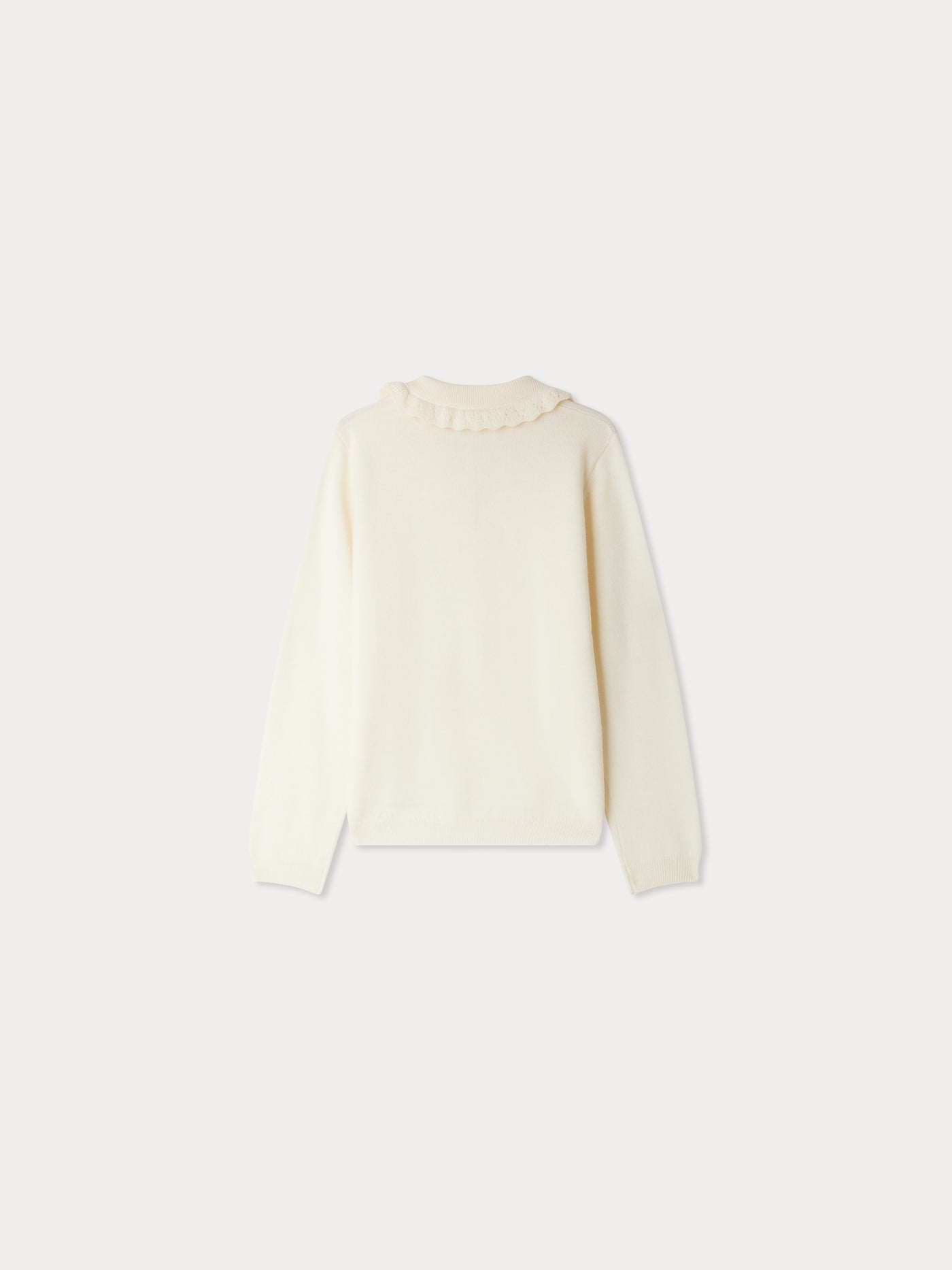 Pull Brynja à col brodé cerise en laine