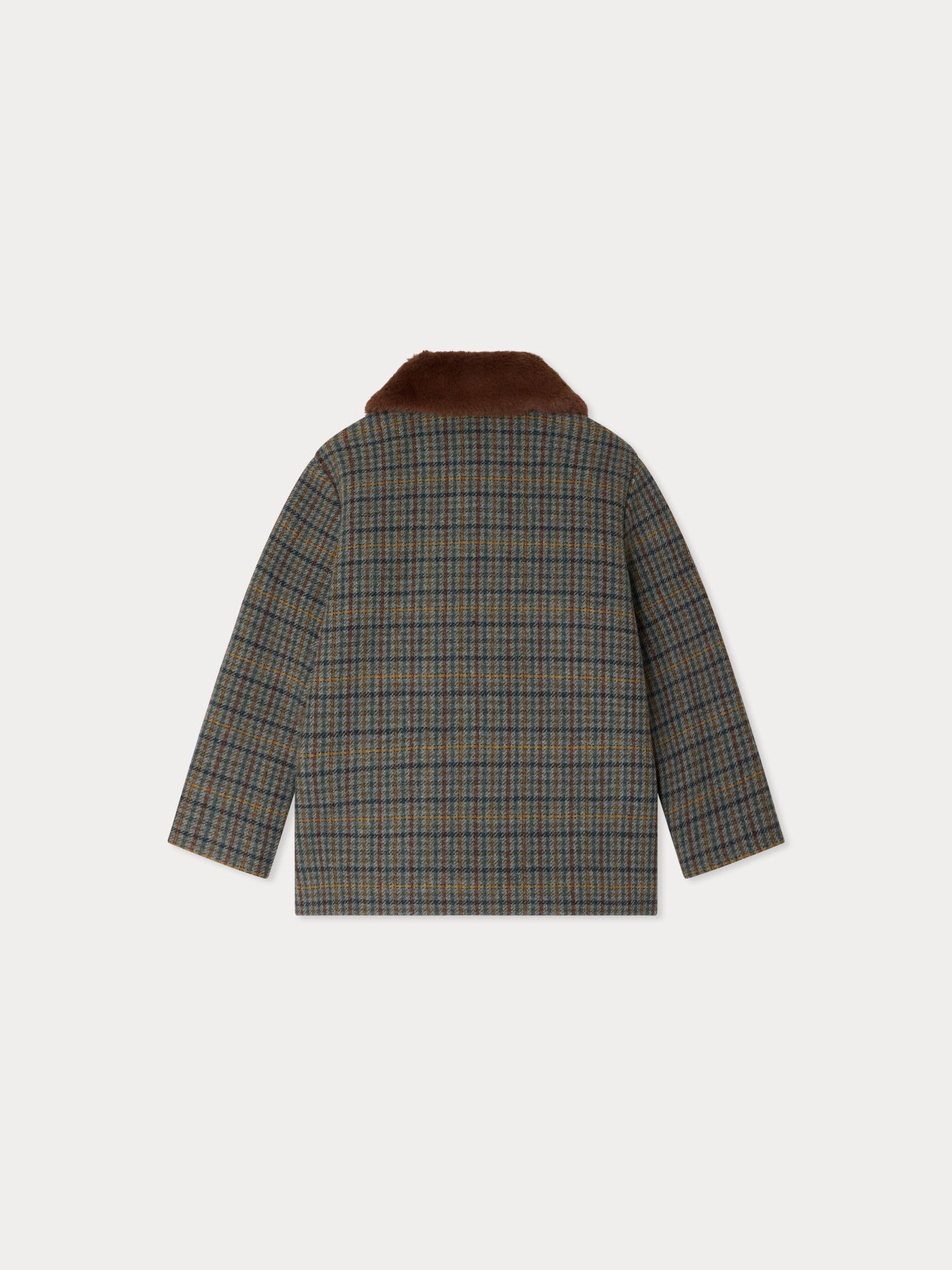 Joao coat in quilted wool with checks and removable collar