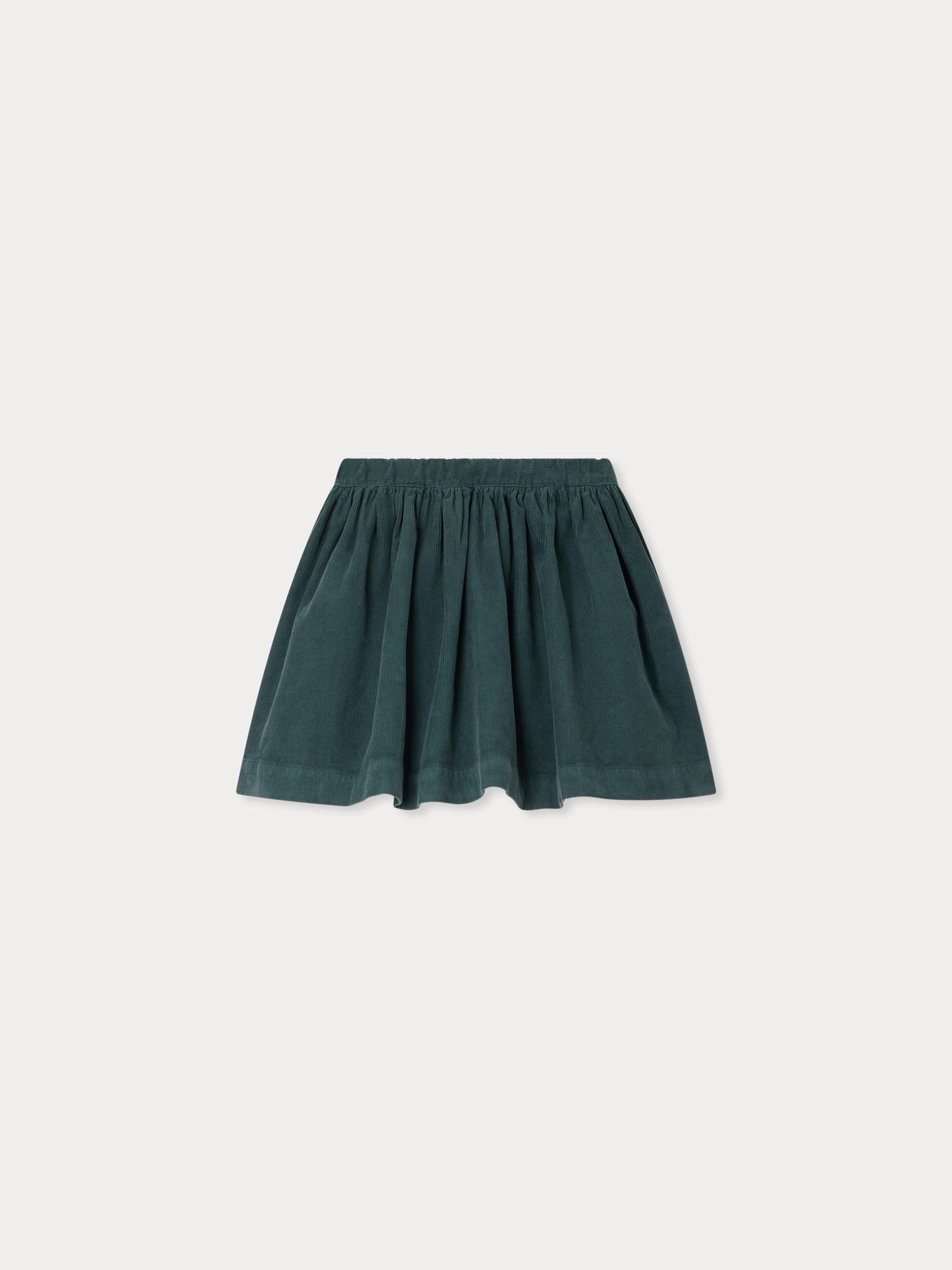 Jupe Suzon élastiquée à la taille en velours de coton biologique vert