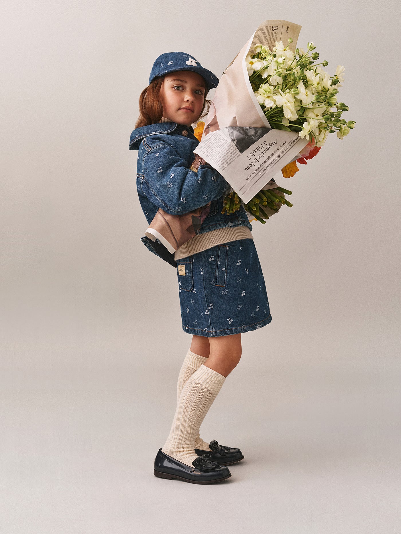 Jazz leather loafers with fringe and cherry bow