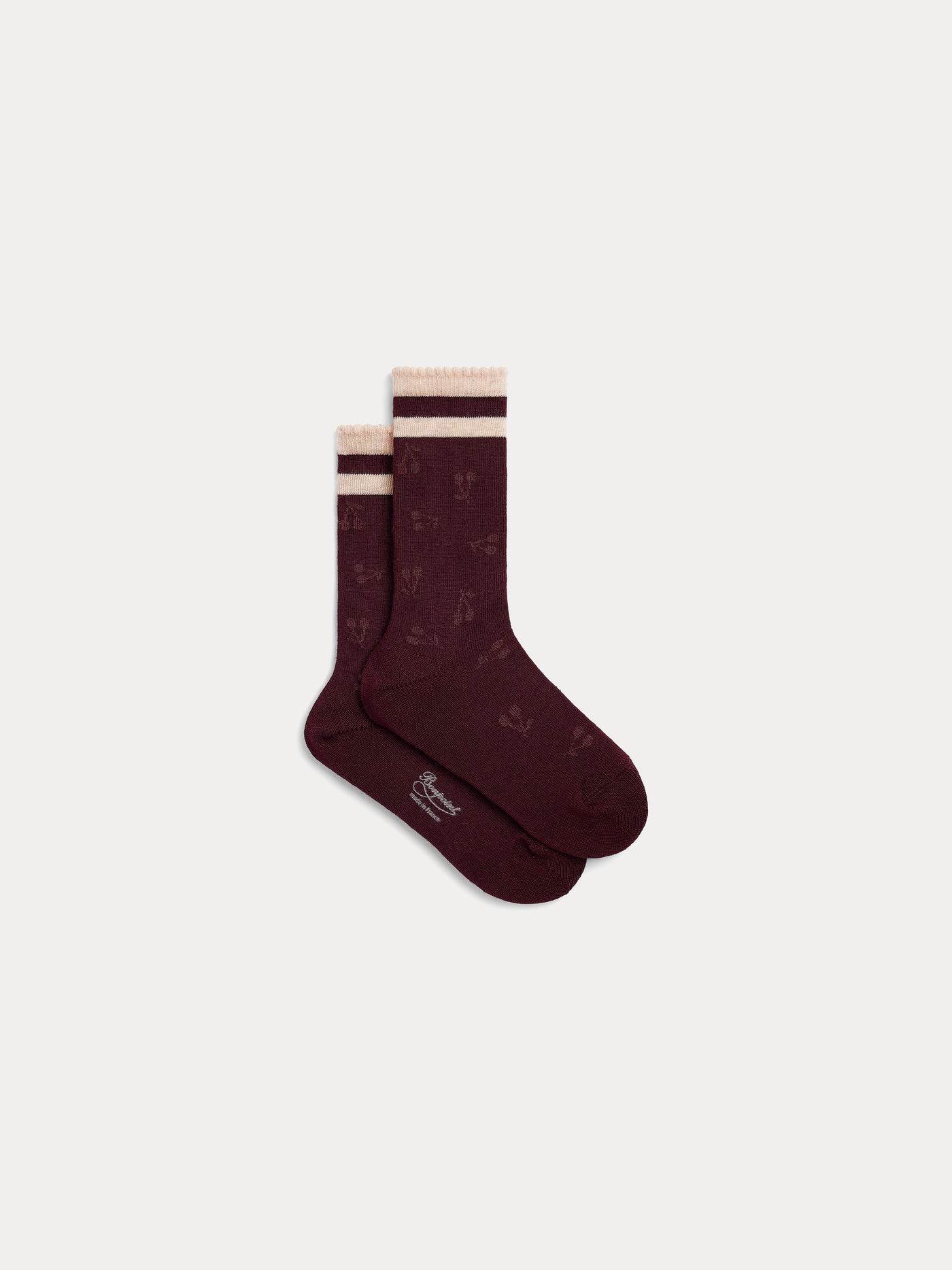 Jome-Socken aus burgunderrotem Kirsch-Jacquard