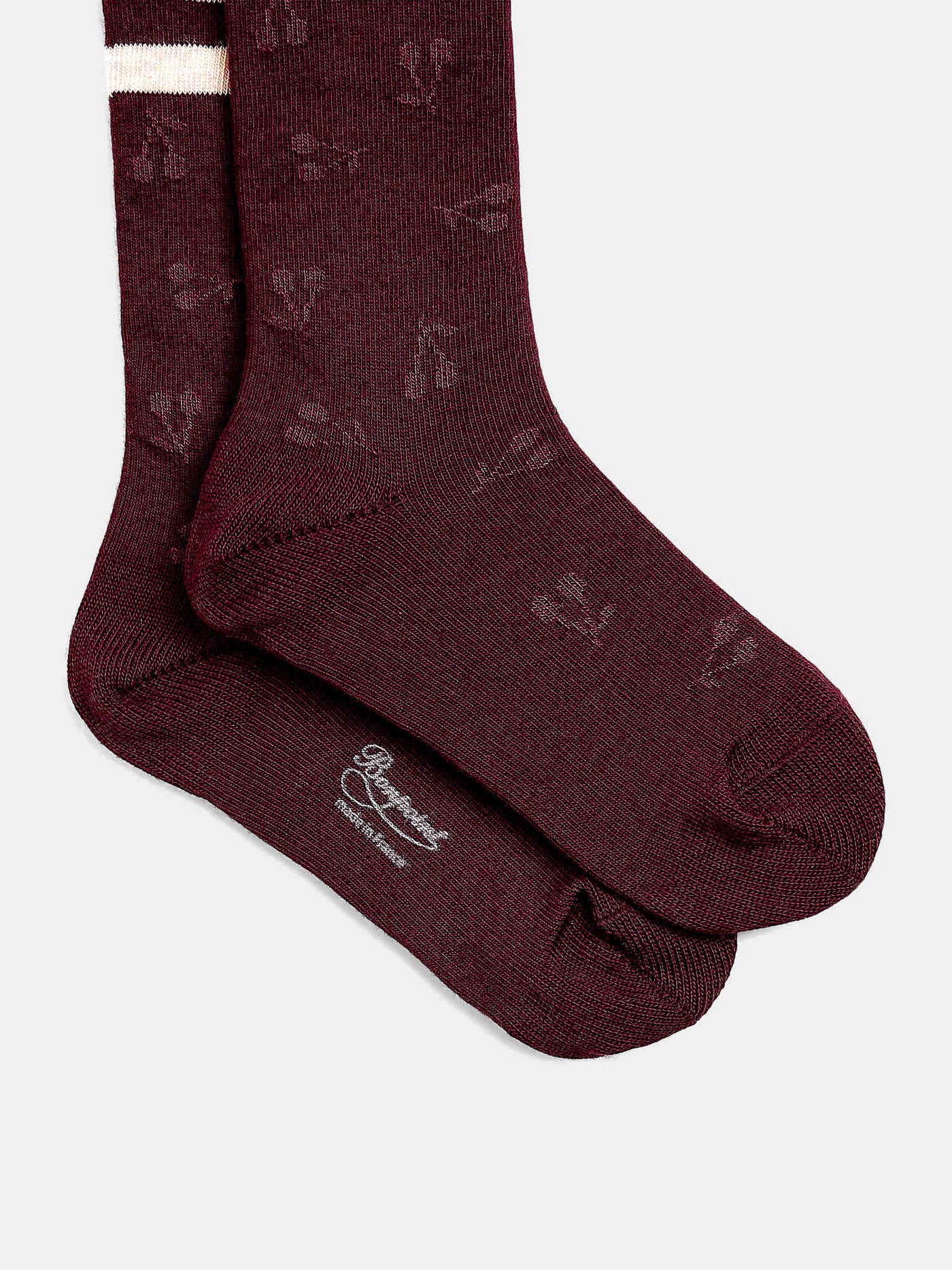 Jome-Socken aus burgunderrotem Kirsch-Jacquard