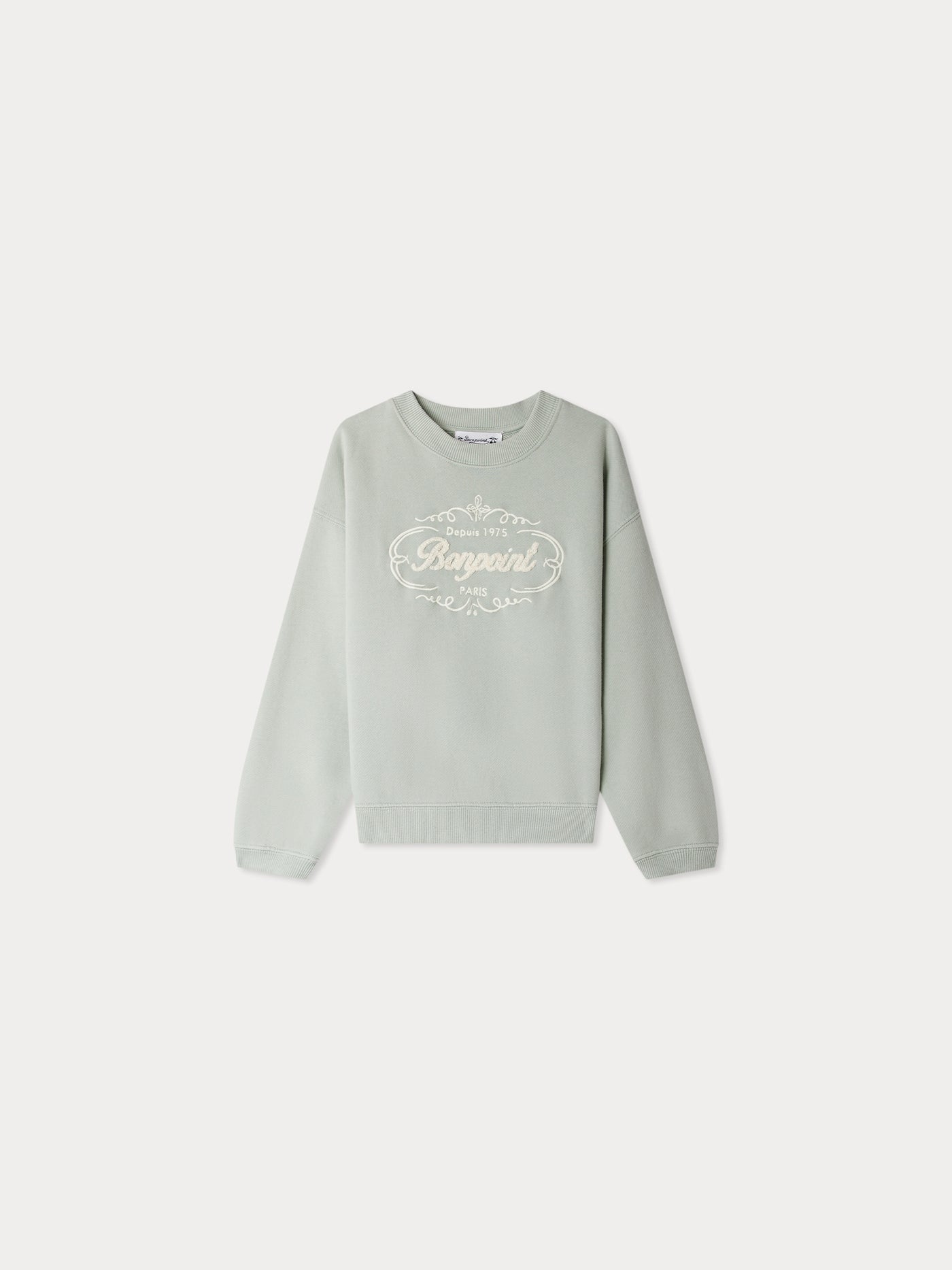 Sweatshirt Tonino mit gesticktem Bonpoint Heritage-Logo aus grüner Bio-Baumwolle