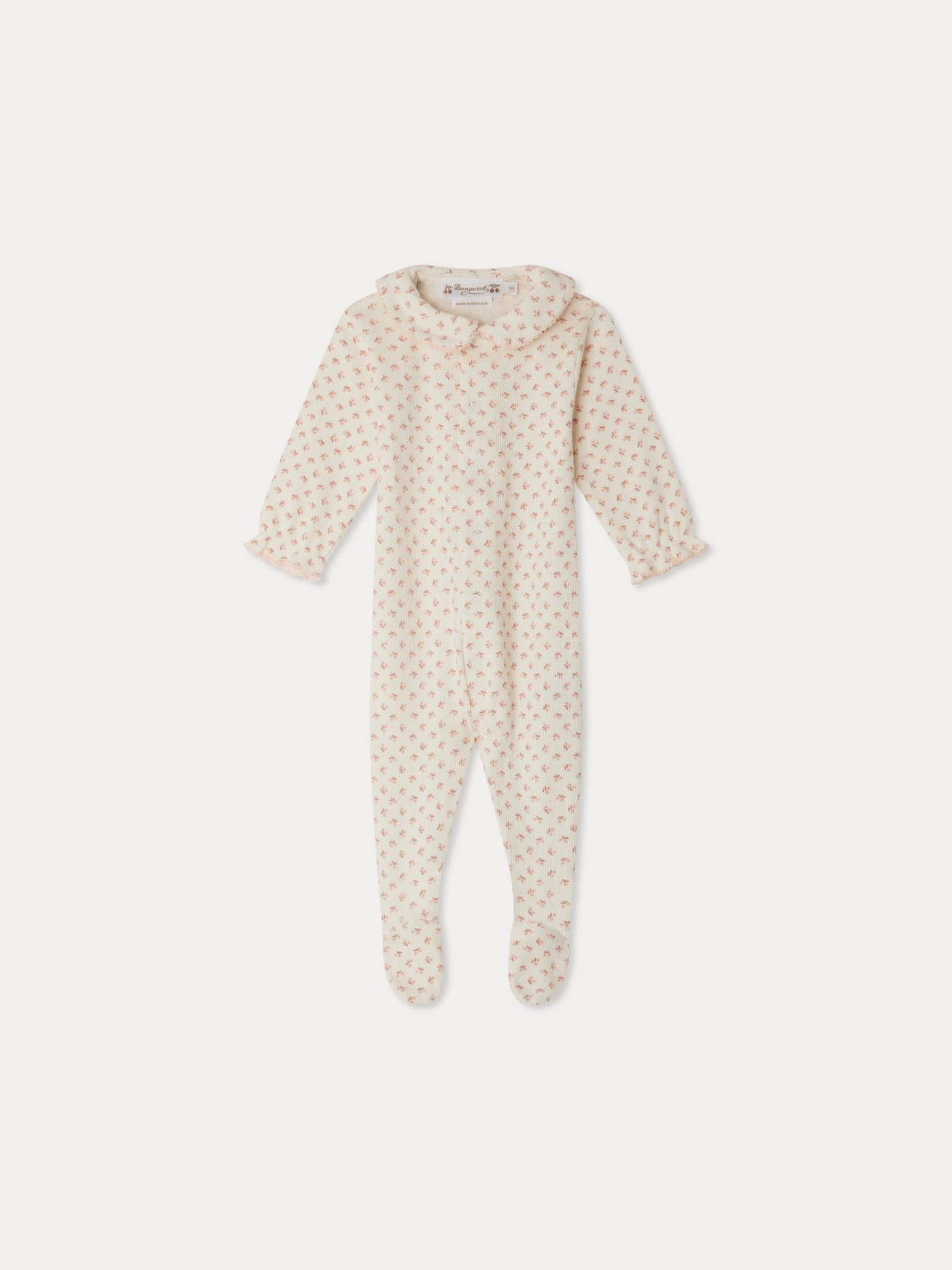 Jayna pajamas with Peter Pan collar and cherry print in organic cotton
