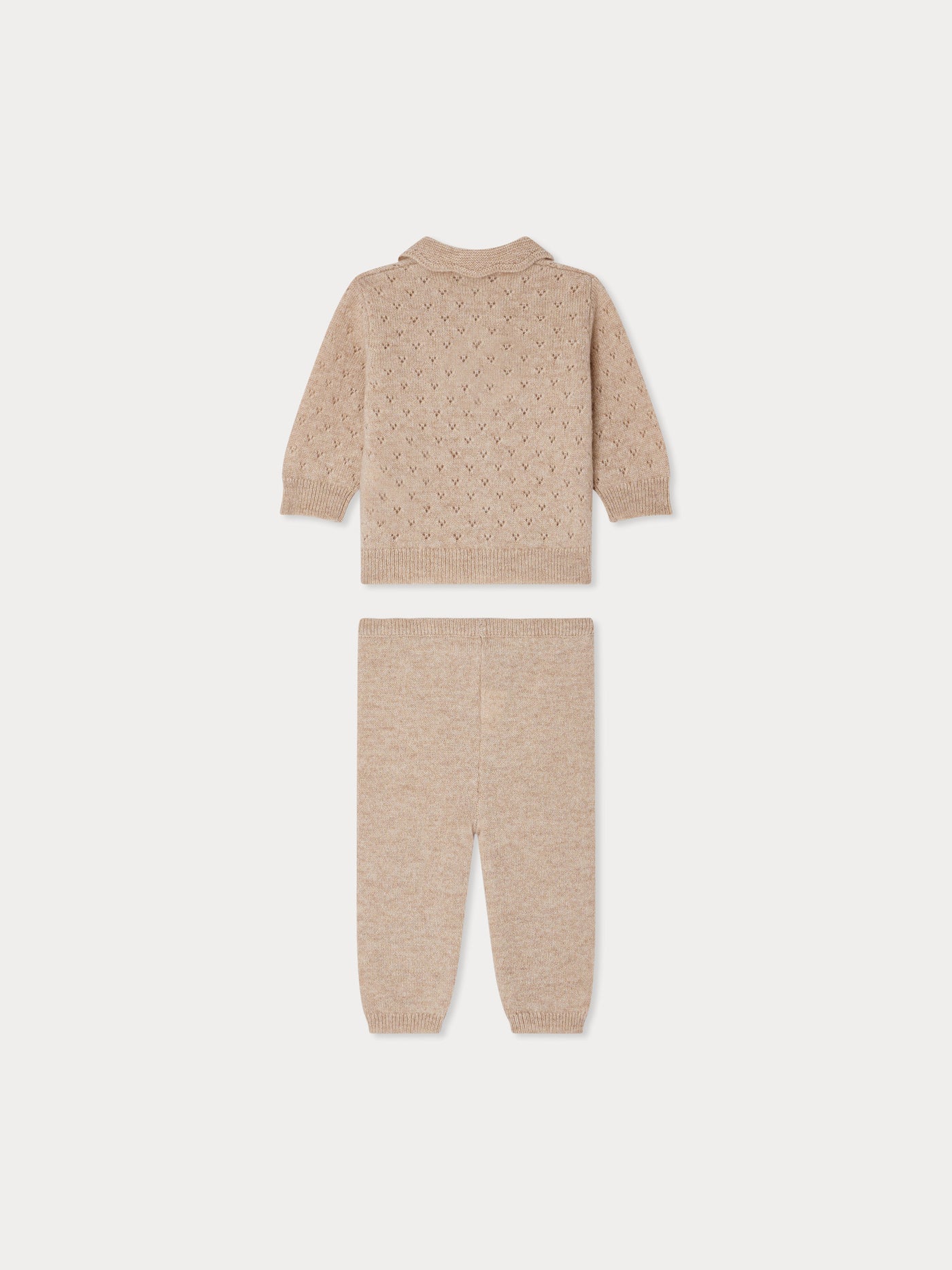 Jade cashmere pointelle collar set