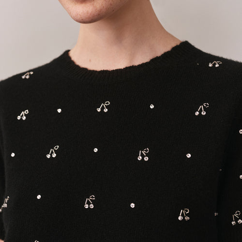 Pullover Jossia mit Kirschperlenstickerei aus Wolle und Kaschmir