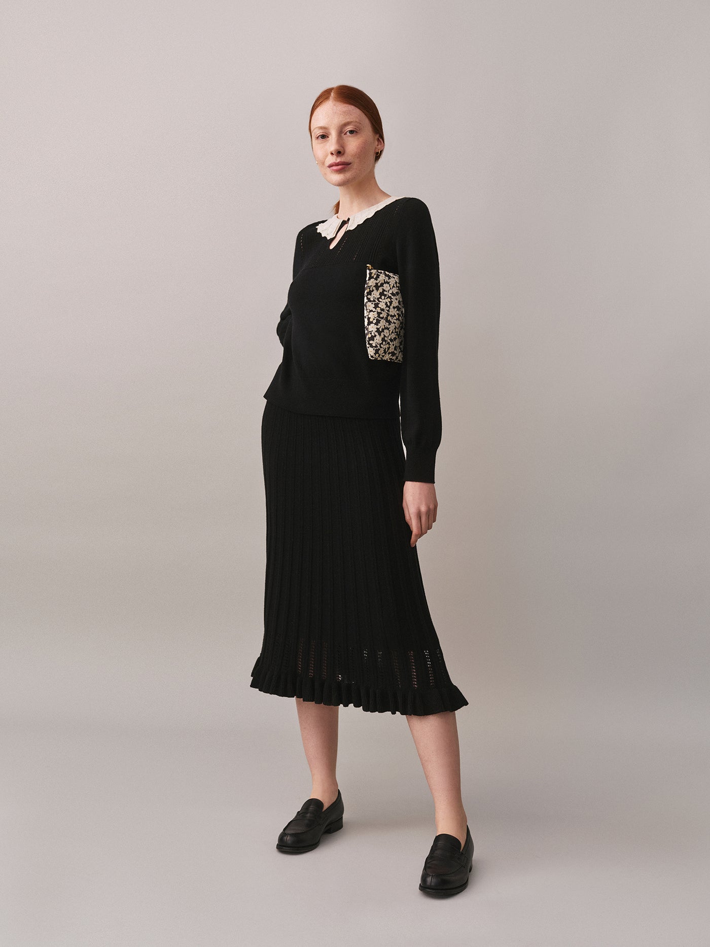 Jylsa wool and cashmere ruffled skirt