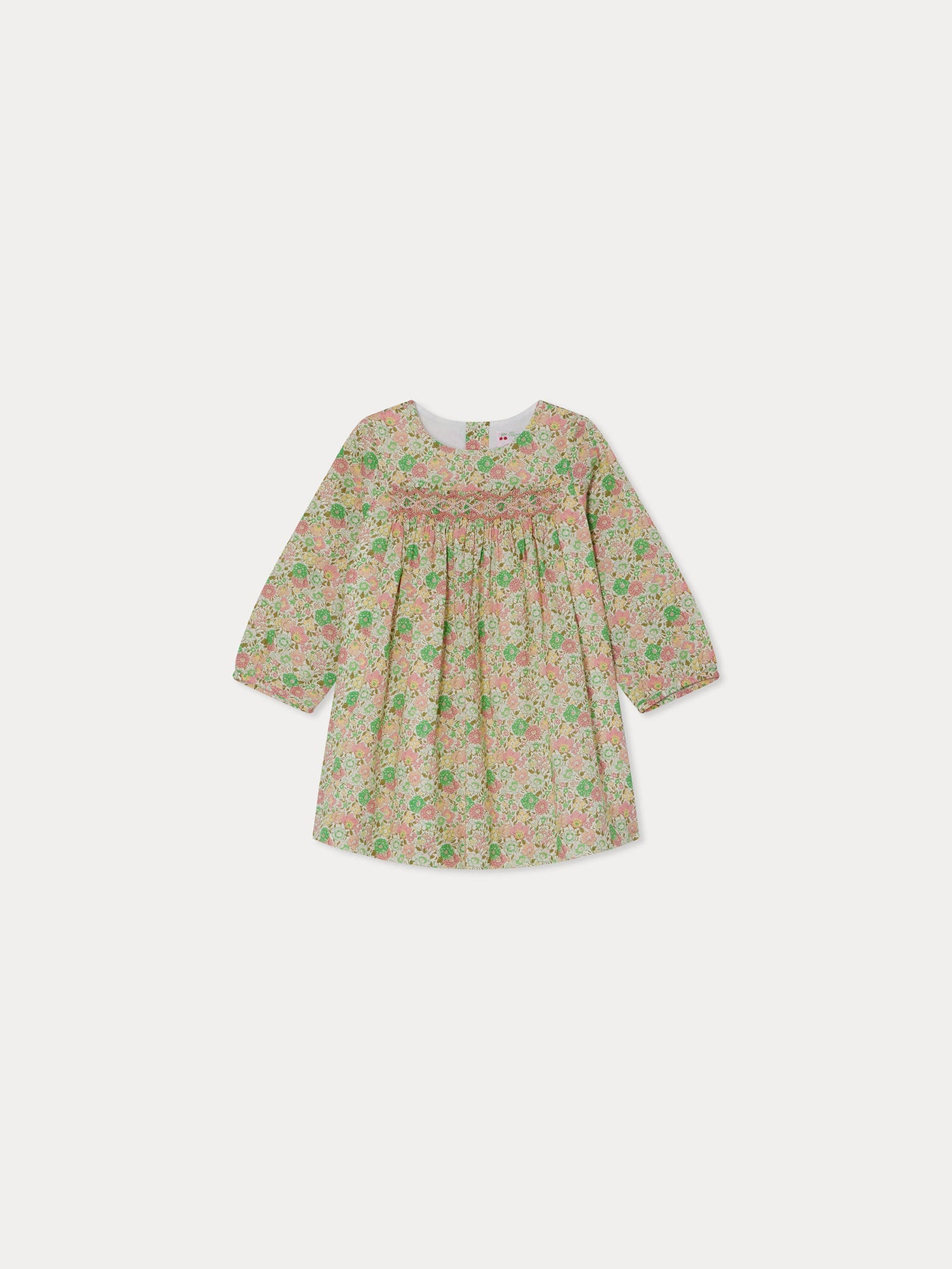 Robe Félicie smockée et brodée en tissu Liberty en coton biologique