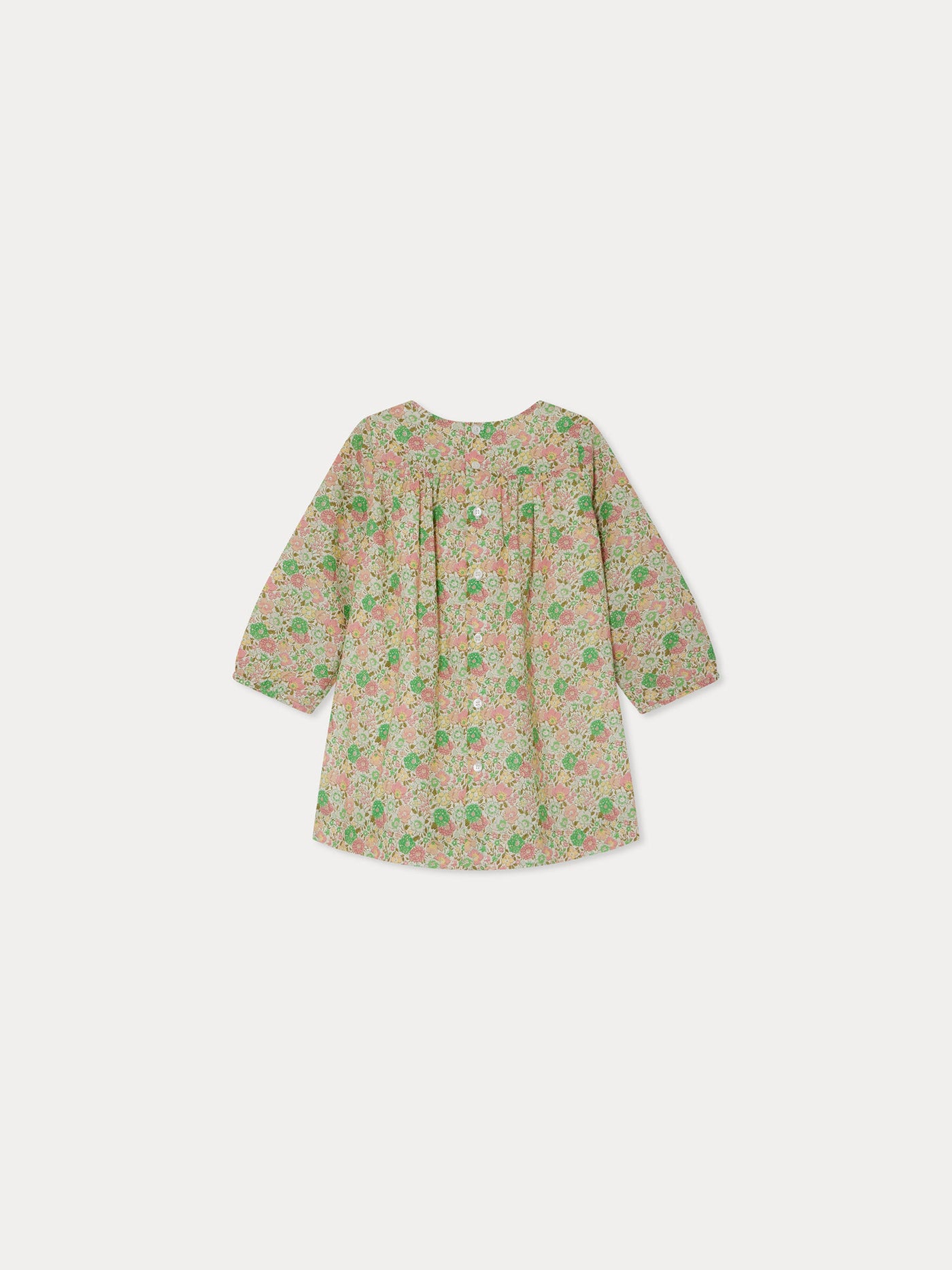 Robe Félicie smockée et brodée en tissu Liberty en coton biologique
