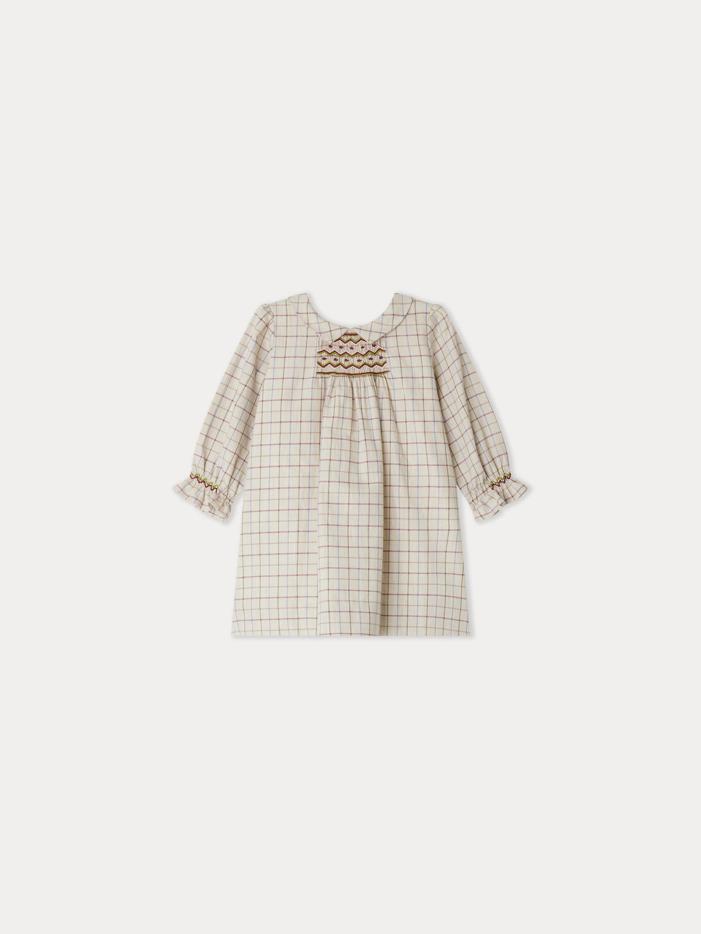 Robe Juju smockée et brodée à carreaux