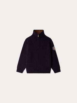 Marinus-Wollpullover mit hohem Kragen und Reißverschluss