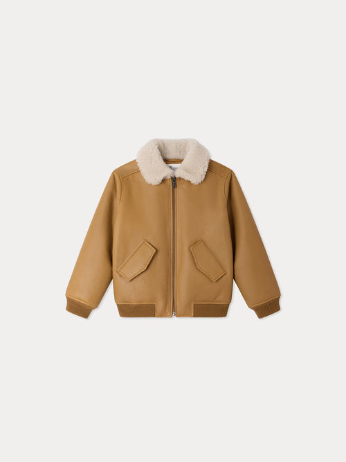 Bowie-Jacke aus Leder mit Kunstfellkragen