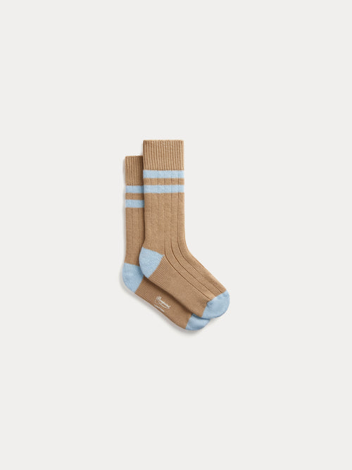 Calzini Moaz kaki a righe in cotone biologico