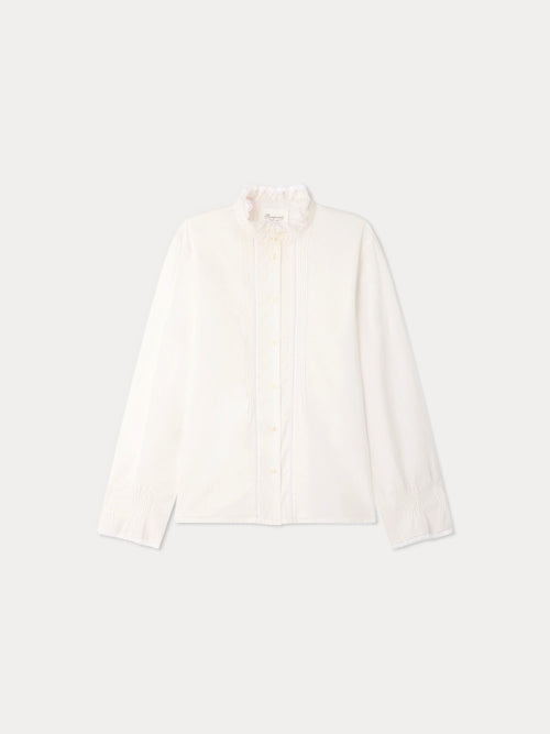 Blouse Melba Grown-Up à col volanté et dentelle de Calais en coton biologique