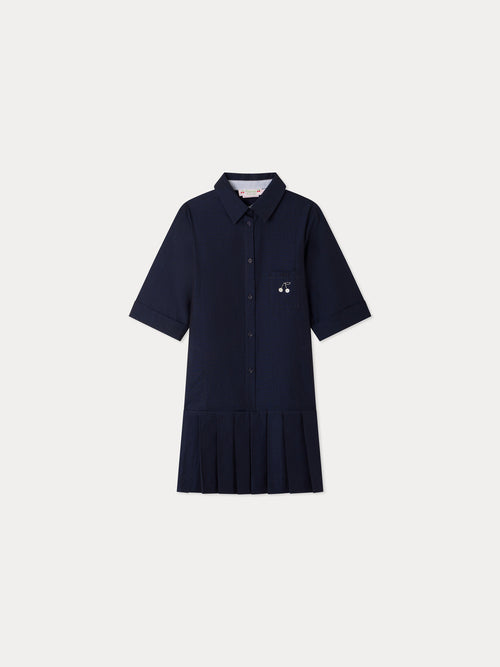 Robe chemise Maribelle plissée et brodée main