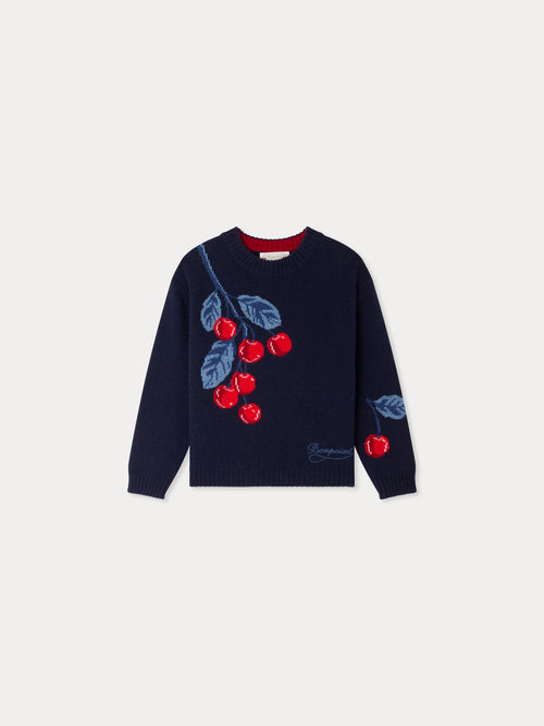 Maxine Pullover mit Rundhalsausschnitt und Kirschmotiv