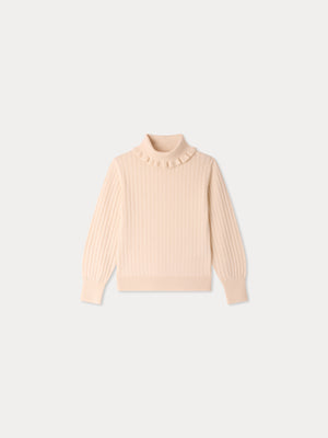 Jersey Meyssa con cuello alto con volante de lana y algodón
