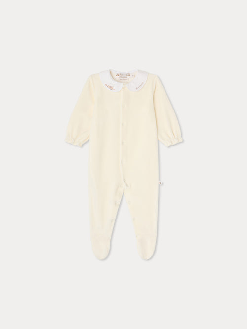 Tintina Pyjama mit gestickten Lämmern aus Bio-Baumwollsamt