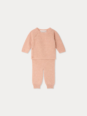 Ensemble Ging rose à point fantaisie en cachemire
