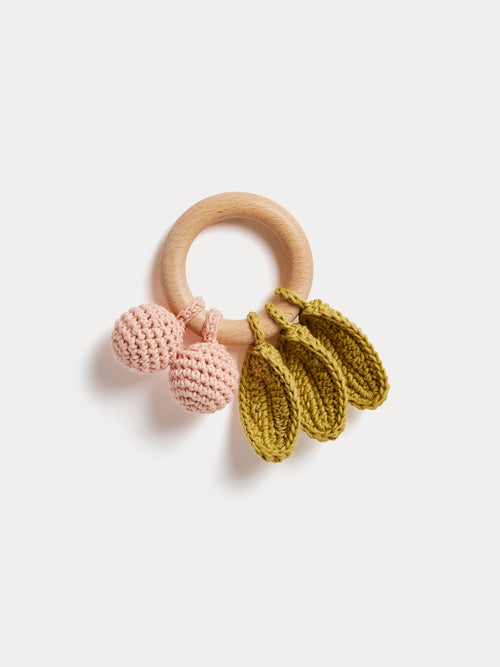 Becherrymini pink hand-crocheted rattle in organic cotton