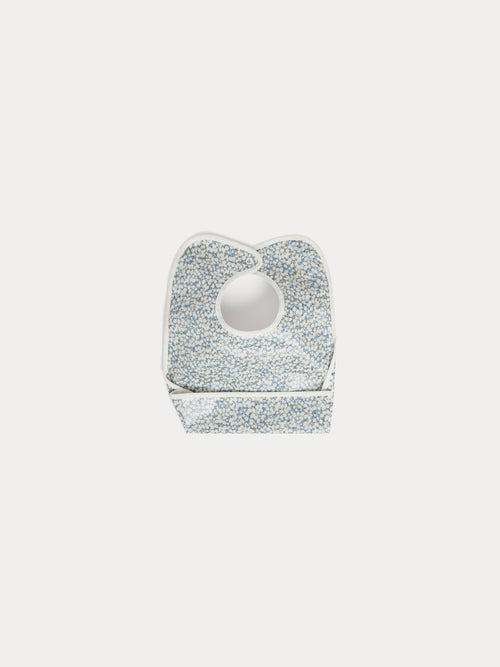 Bavoir clip en tissu Liberty bleu en coton enduit biologique