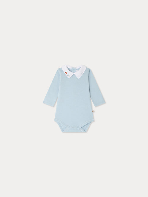 Septembre bodysuit with hand embroidered car in organic cotton