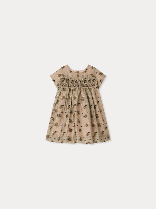 Robe bébé Maruska smockée et brodée main en jacquard