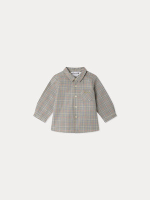Camisa de bebé Malo a cuadros y bordada a mano de algodón orgánico