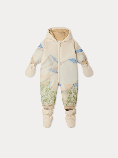 Combinaison de ski bébé Paco imprimée paysage de montagne imperméable