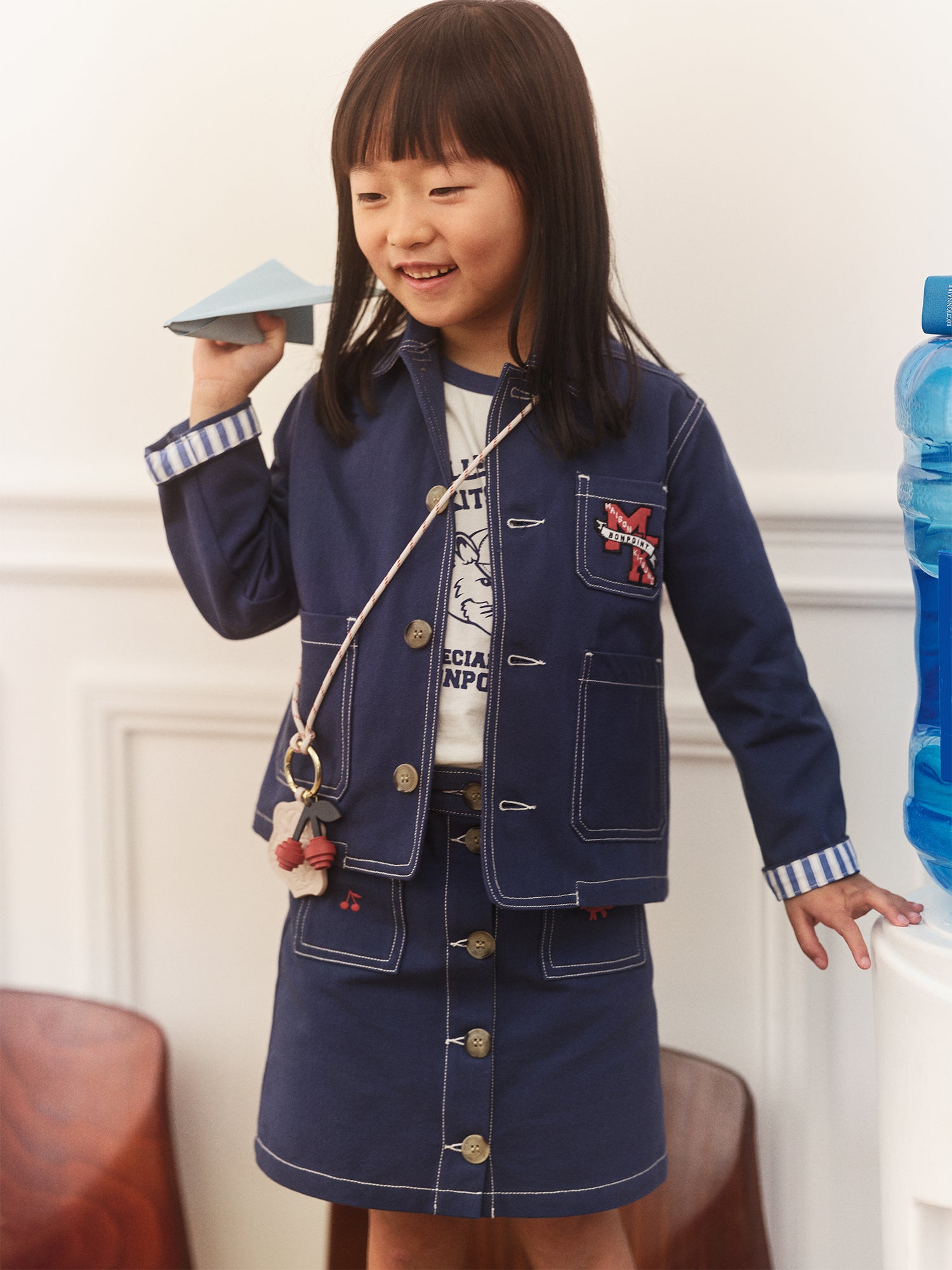 Girls' Look Bonpoint x Maison Kitsuné - Denim set with embroidery on t