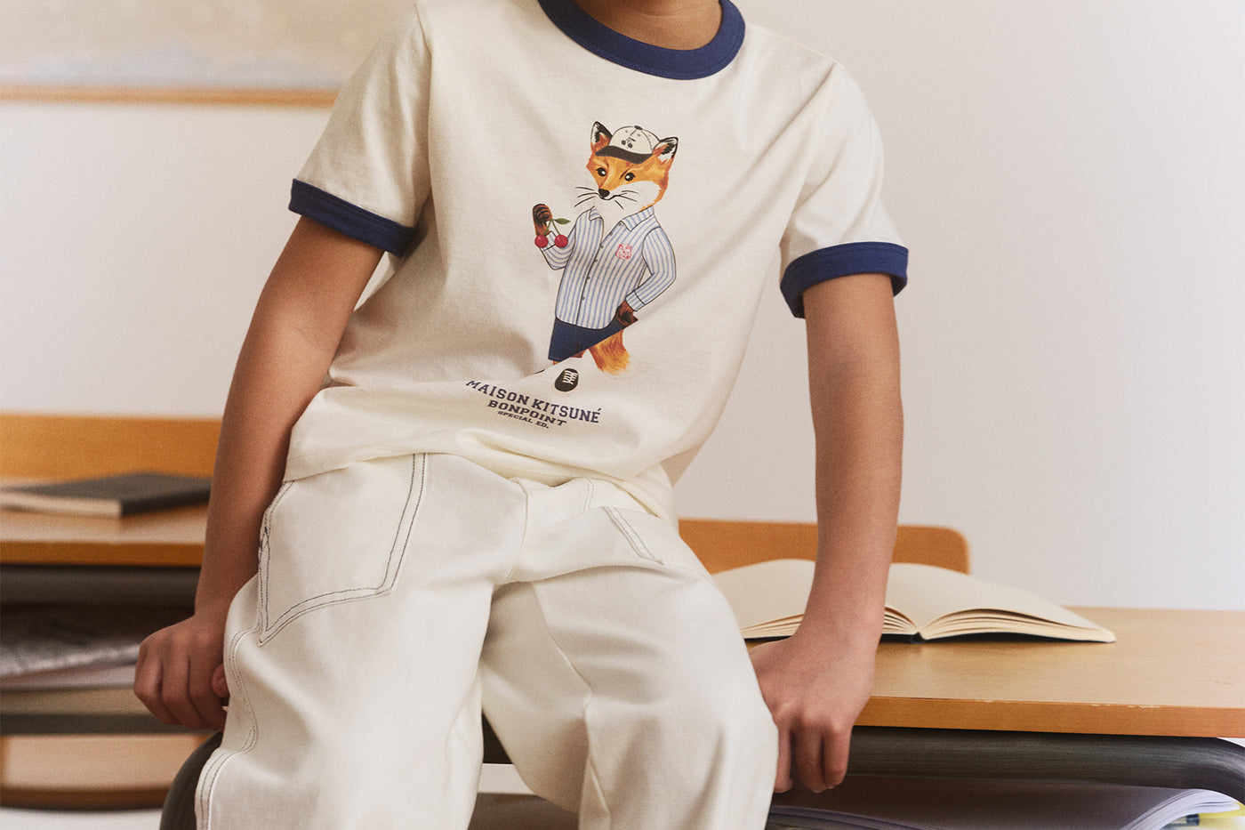 Look Garçon Bonpoint x Maison Kitsuné - T-shirt imprimé renard