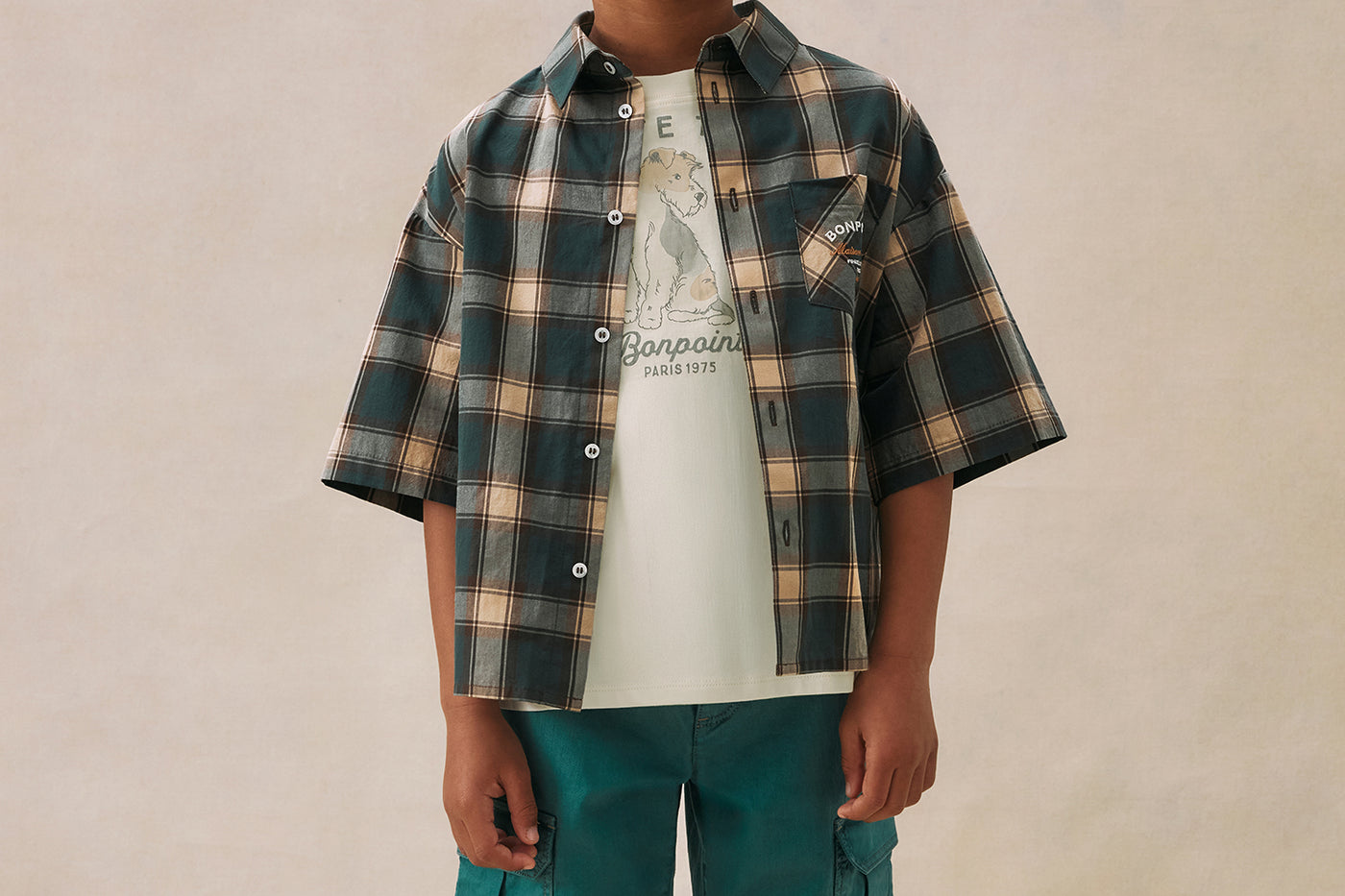 Look de niño verano 2025 Camisa de cuadros