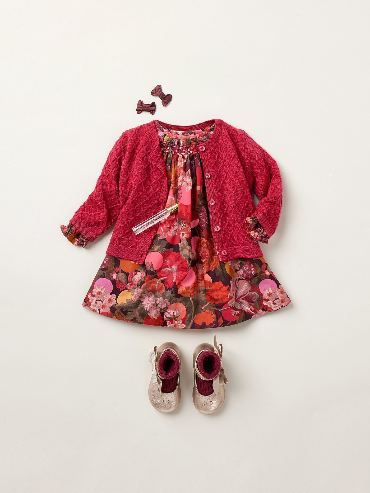 Invierno 2025 Look de bebé niña - Vestido Liberty Griottine