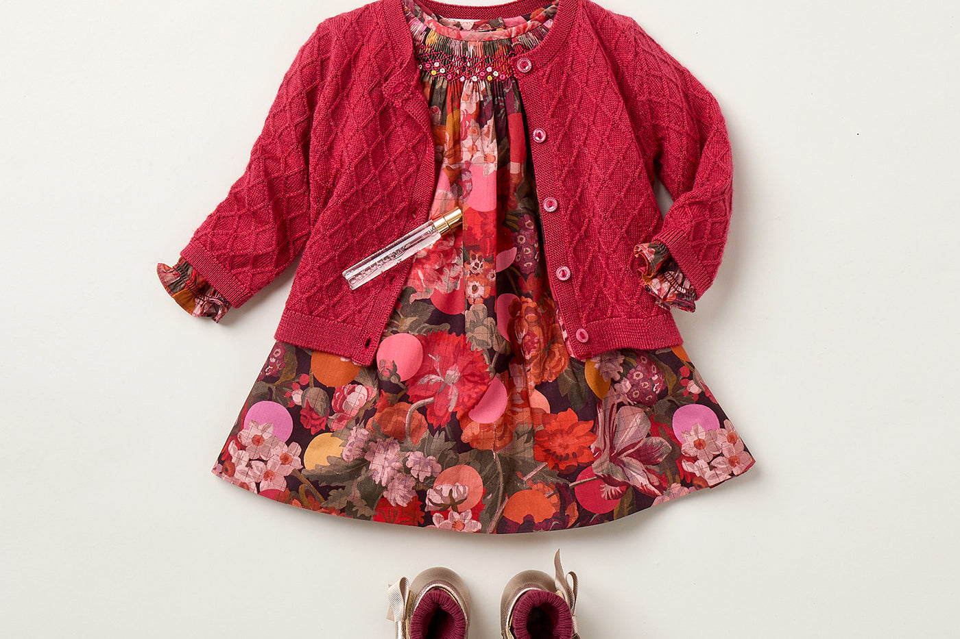 Invierno 2025 Look de bebé niña - Vestido Liberty Griottine