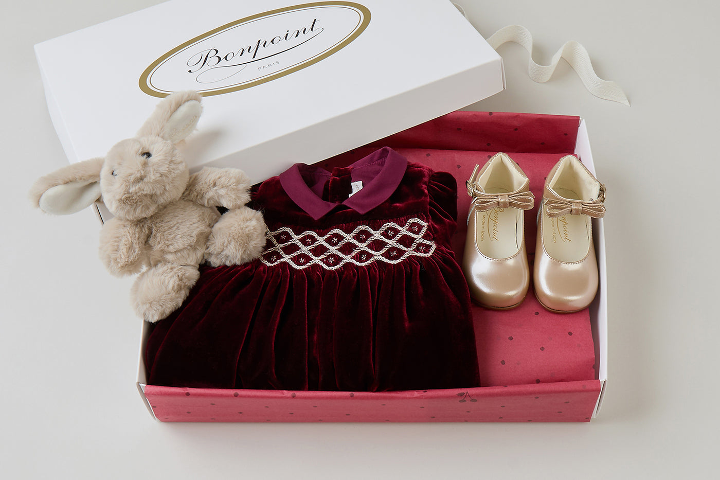 Caja regalo de Navidad para bebé - Vestido de terciopelo rojo