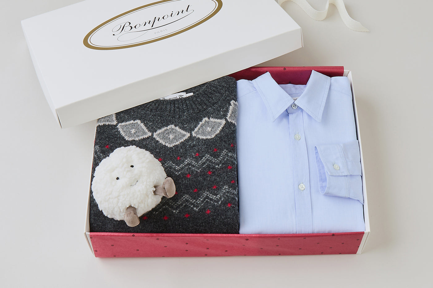 Caja regalo de Navidad para niño - Jacquard gris