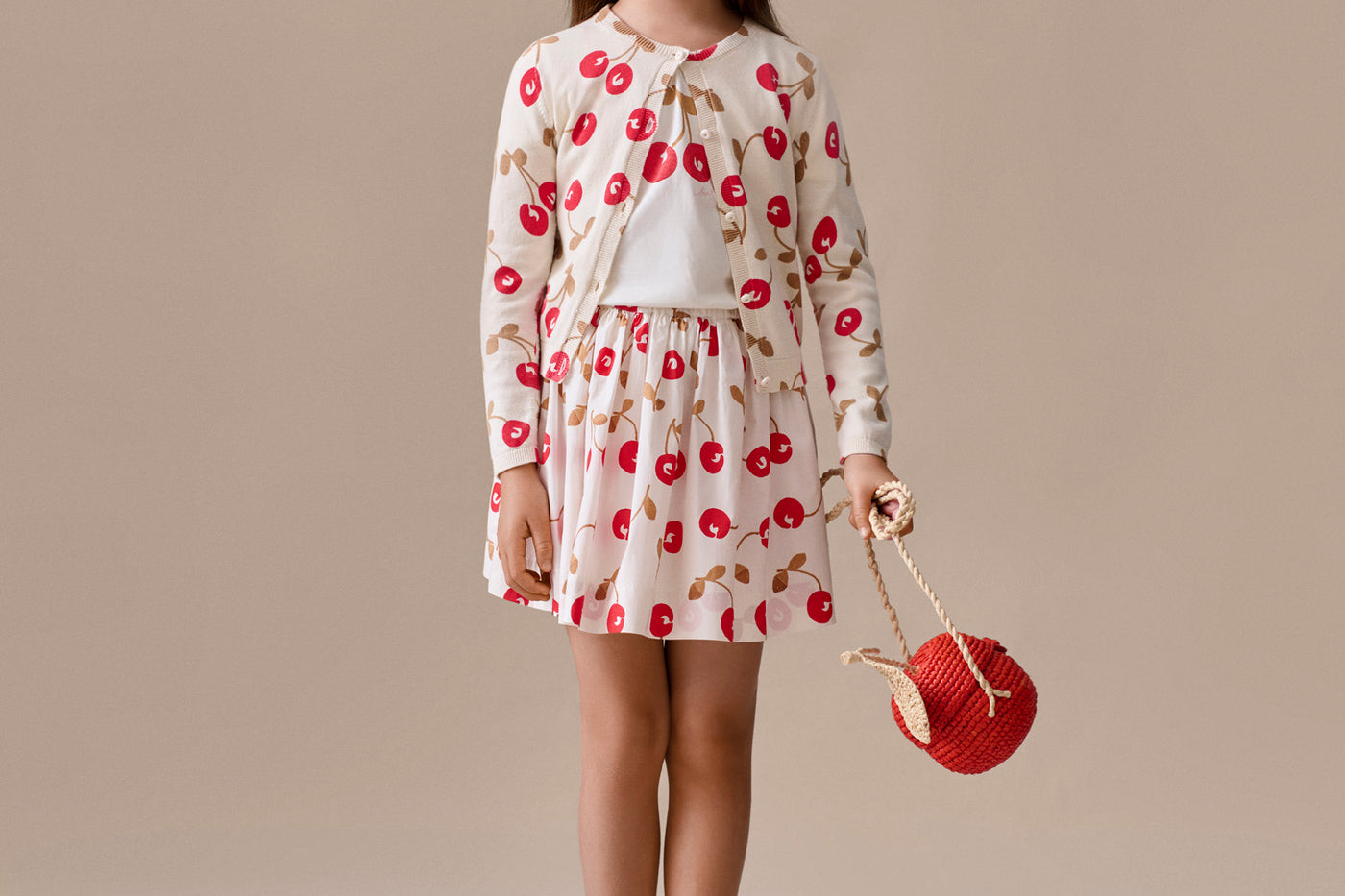 Girl's Look Summer 2026 - Cherry Print Cardigan