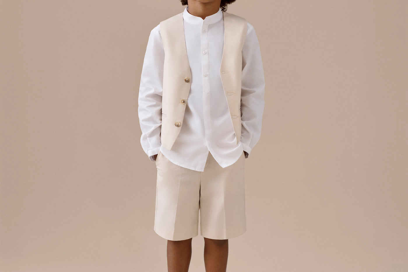 Boy Summer 2026 Ceremony Look - White shirt in woven cotton