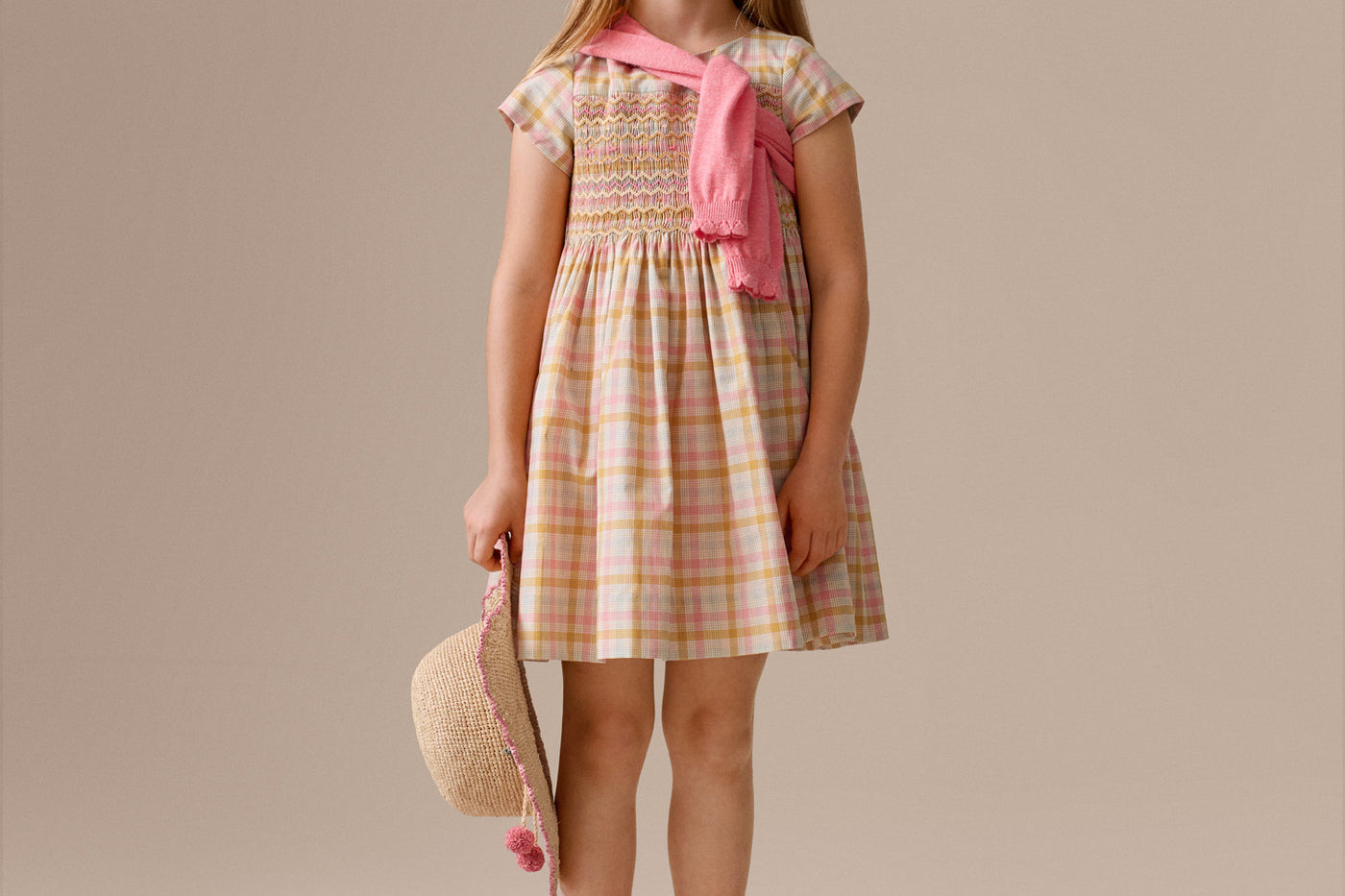 Look Bambina Estate 2026 - Abito smock duchessa a quadri